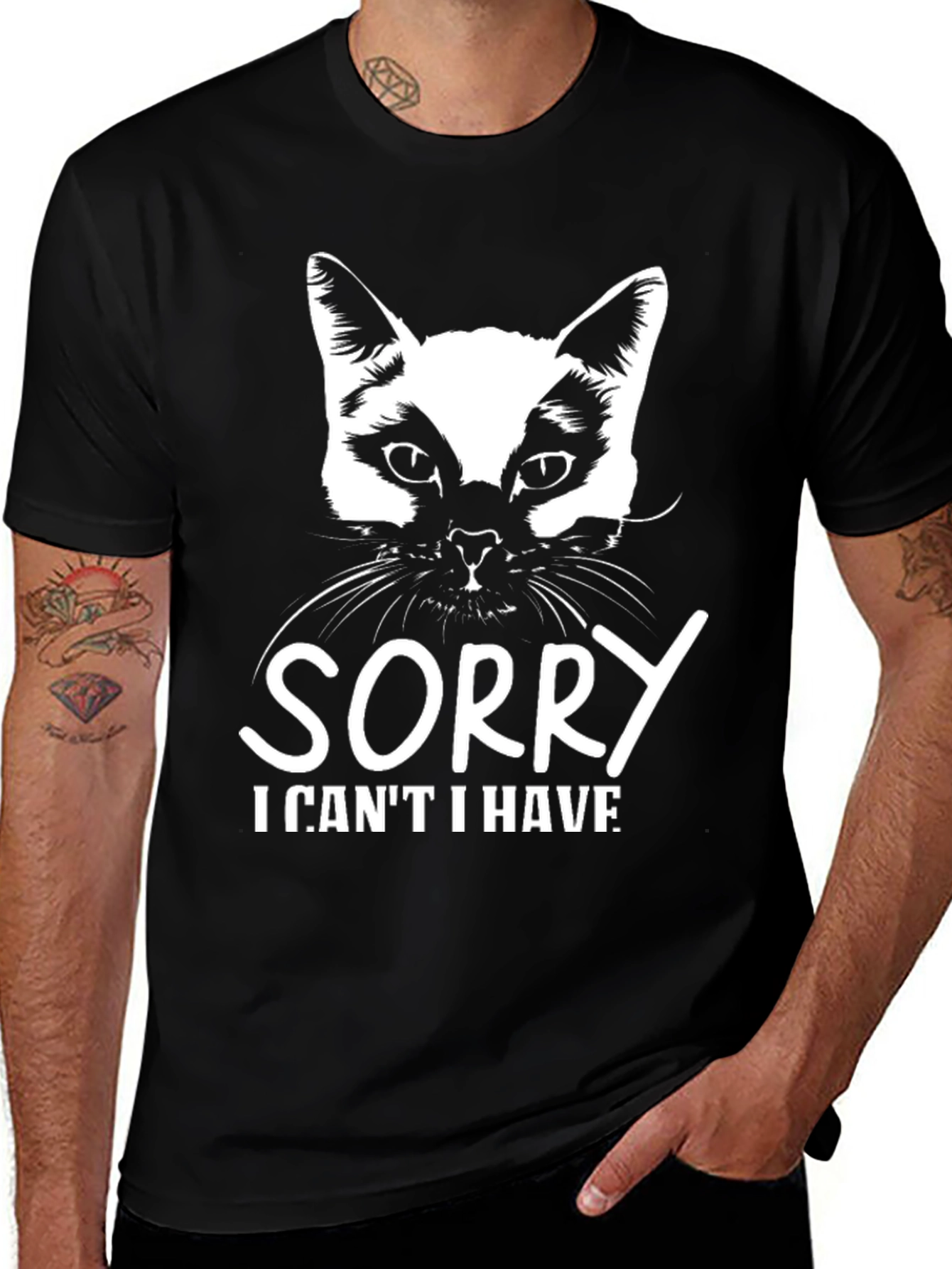 Variant 6 of Funny Cat Graphic T-Shirt - Sorry I Can't I Have Plans