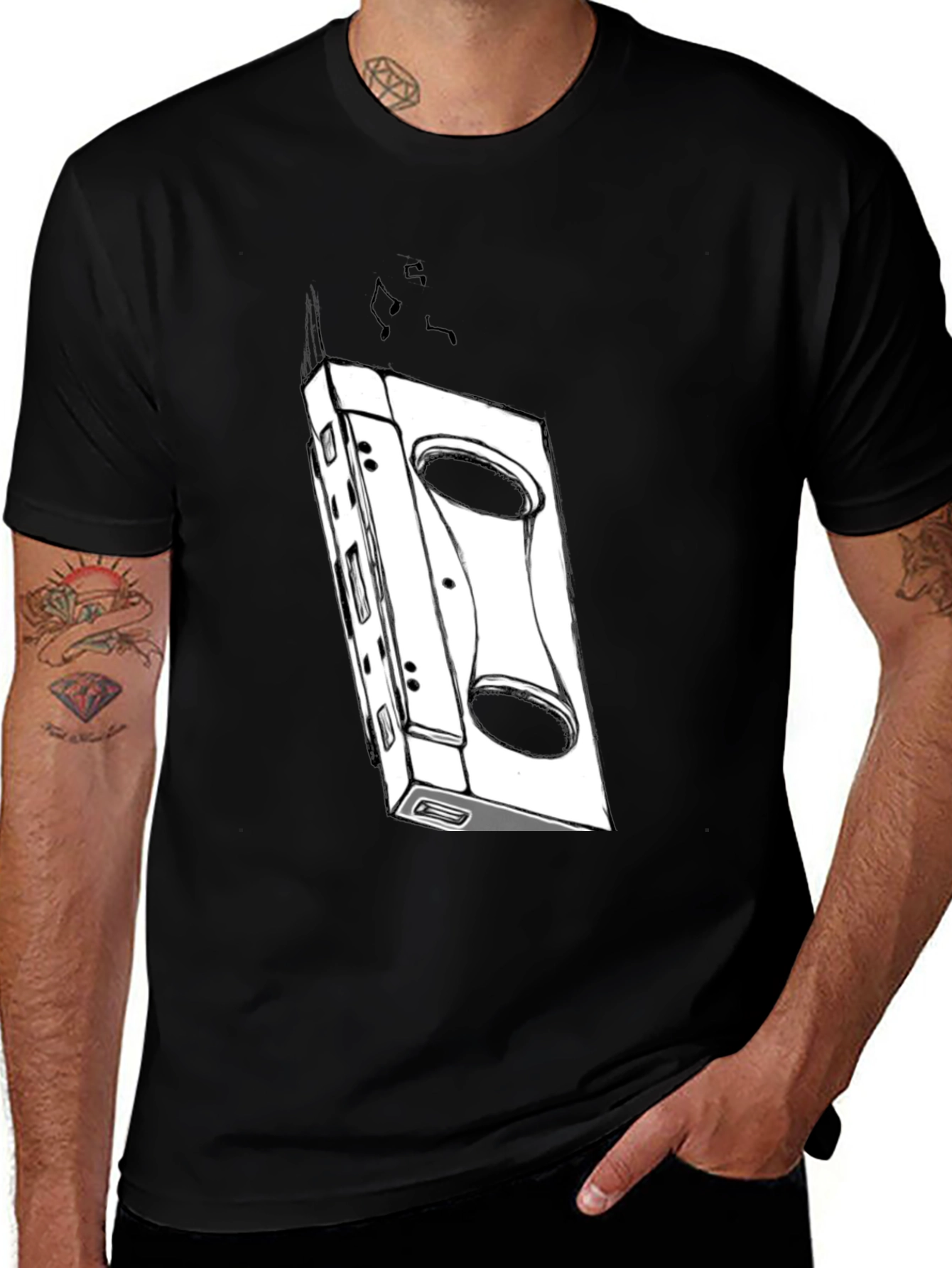 Variant 8 of Retro Cassette Tape Graphic Tee - Black