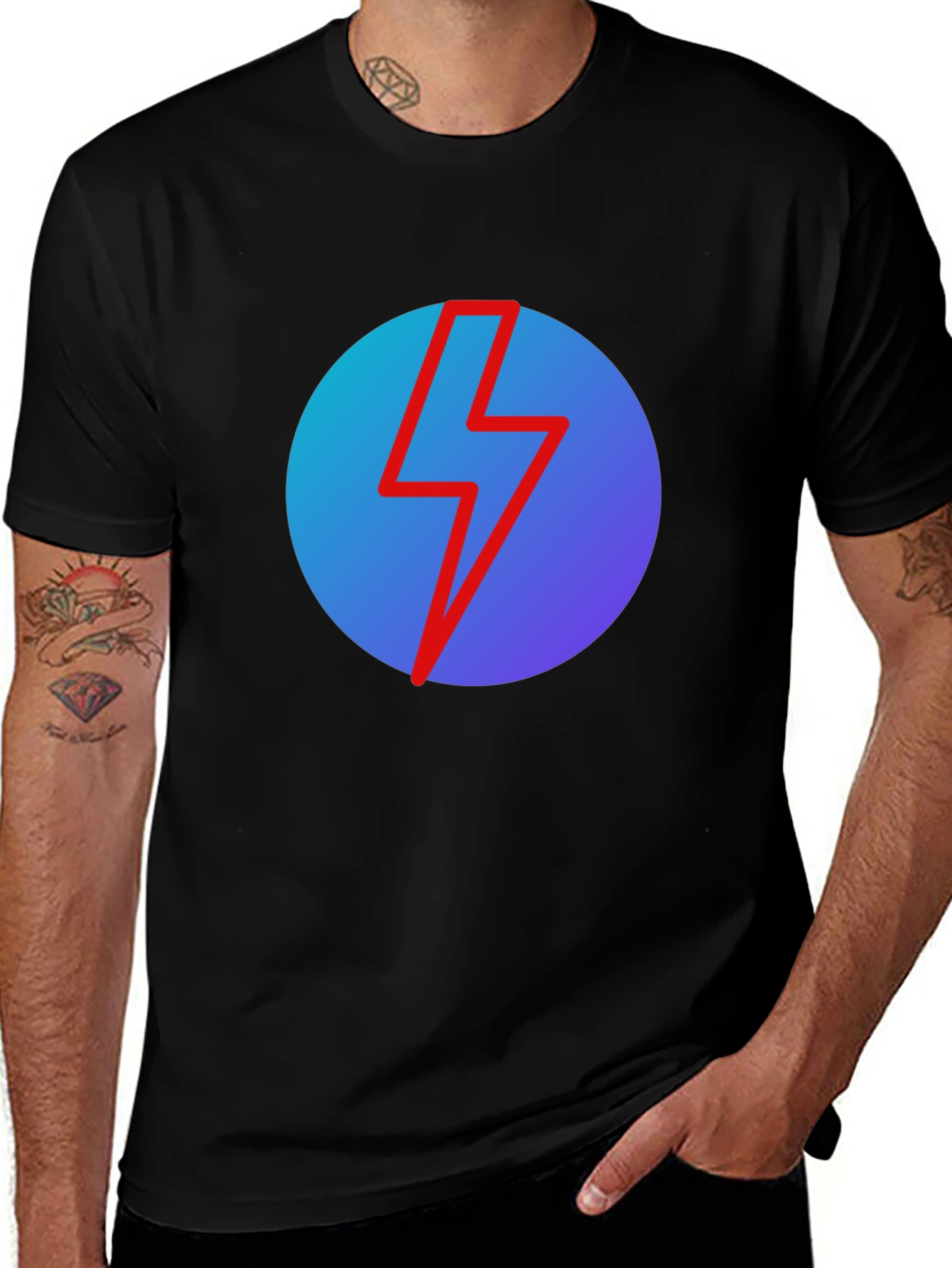 Variant 17 of Black T-Shirt with Lightning Bolt Graphic