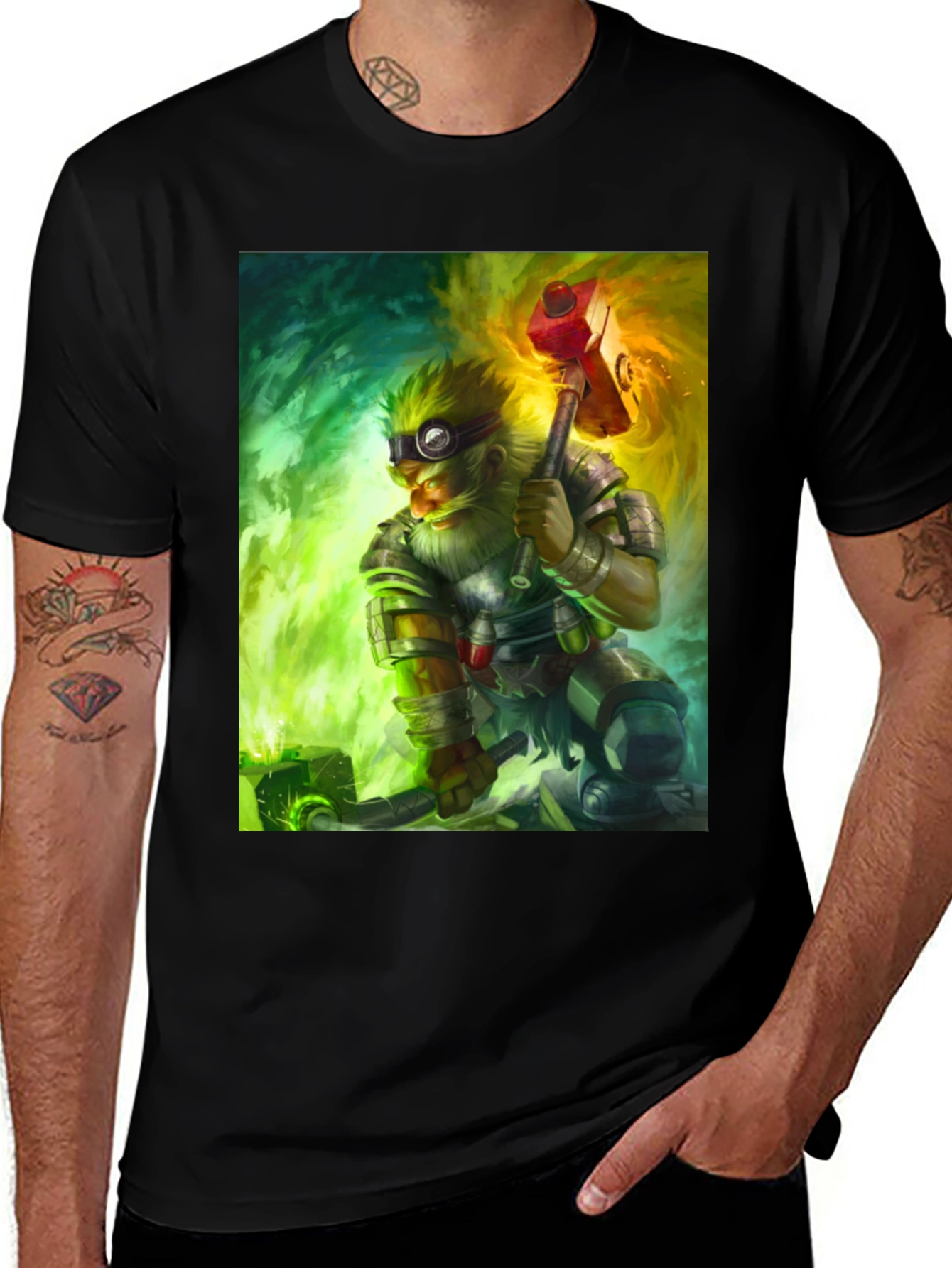 Variant 23 of Dwarven Artificer Graphic Tee - Fantasy Gamer Shirt