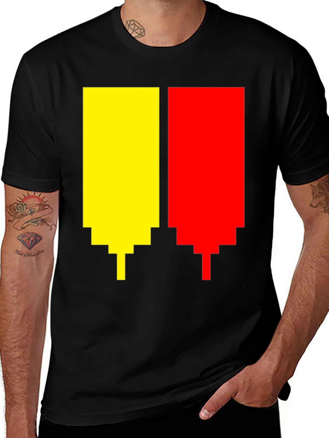 Variant 8 of Pixel Art Belgium Flag T-Shirt - Black