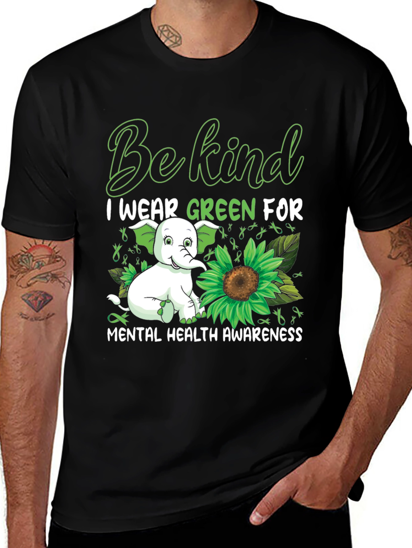 Be Kind I Wear Green Mental Health Awareness T-Shirt