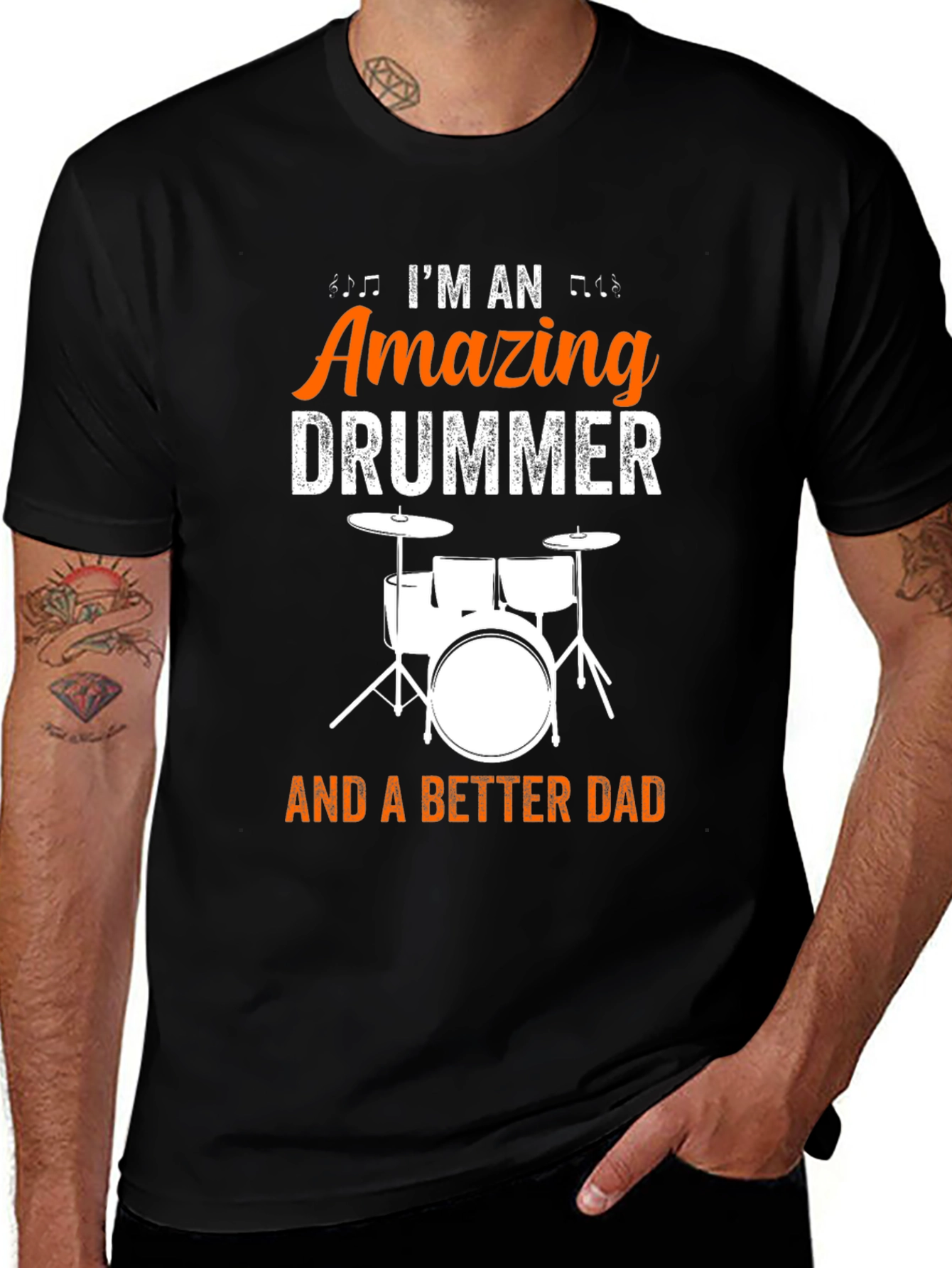 Variant 26 of Amazing Drummer Dad Black Graphic T-Shirt