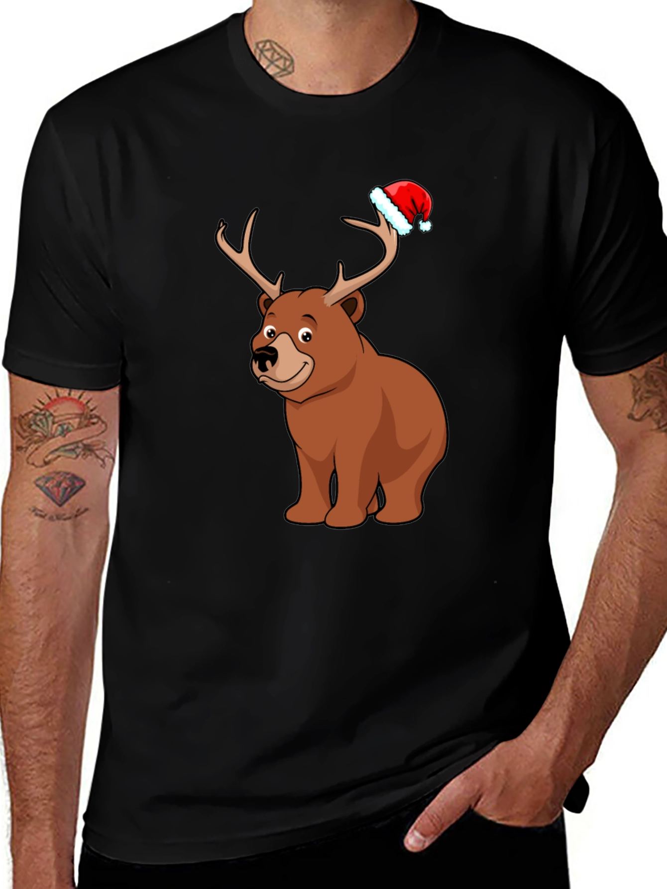 Variant 2 of Festive Bear Reindeer Holiday T-Shirt