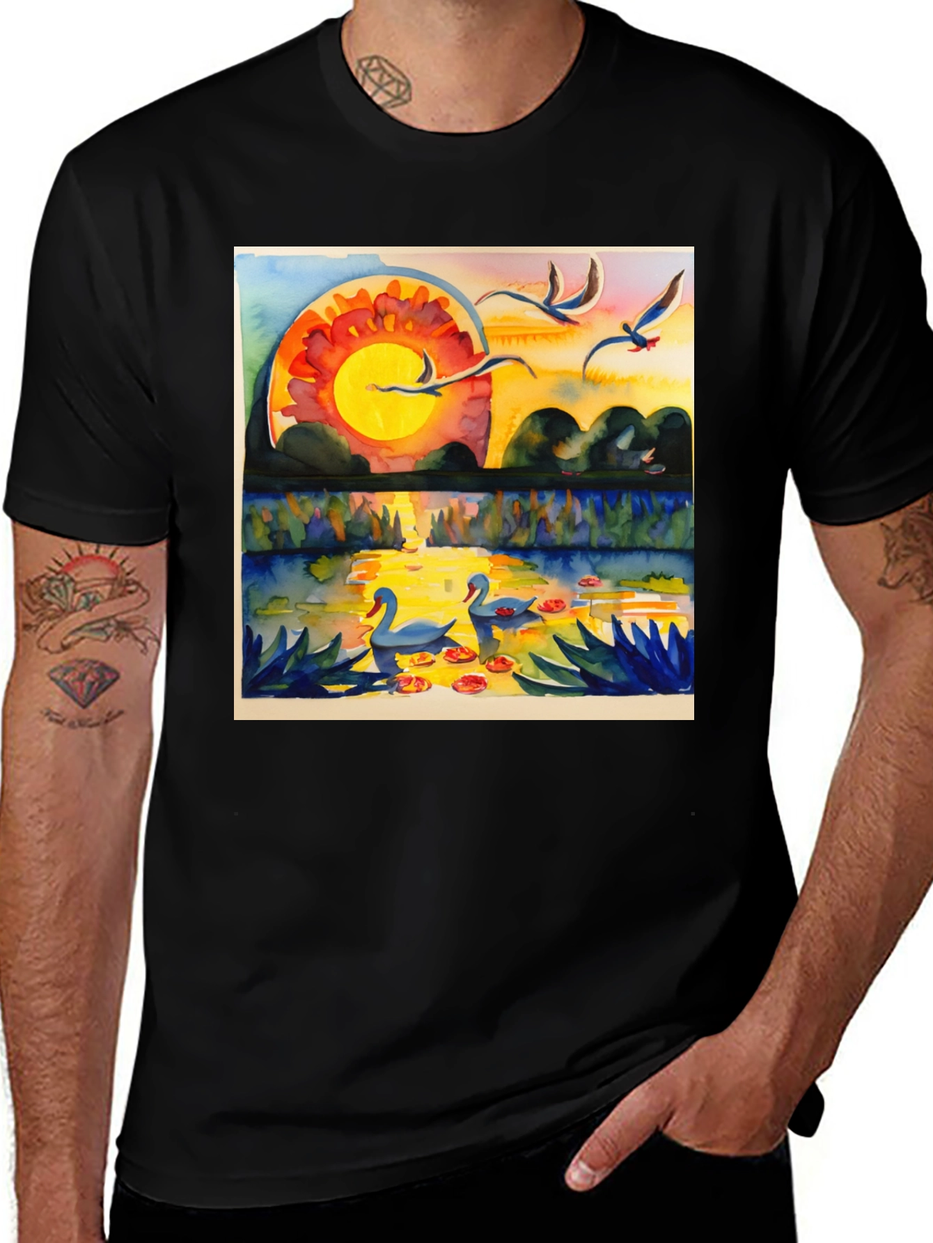 Variant 7 of Sunset Swans Graphic Tee