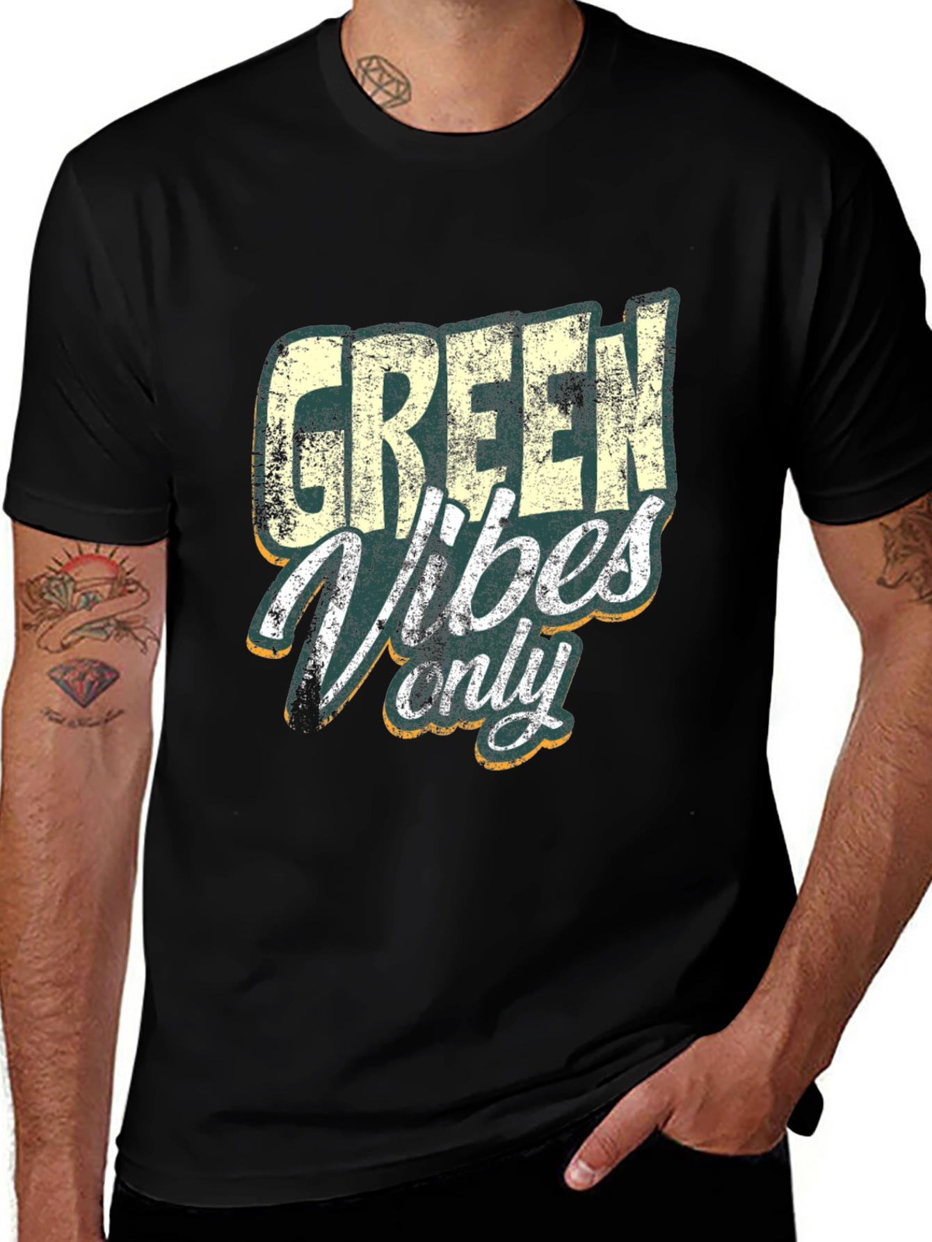 Green Vibes Only T-Shirt - Vintage Style