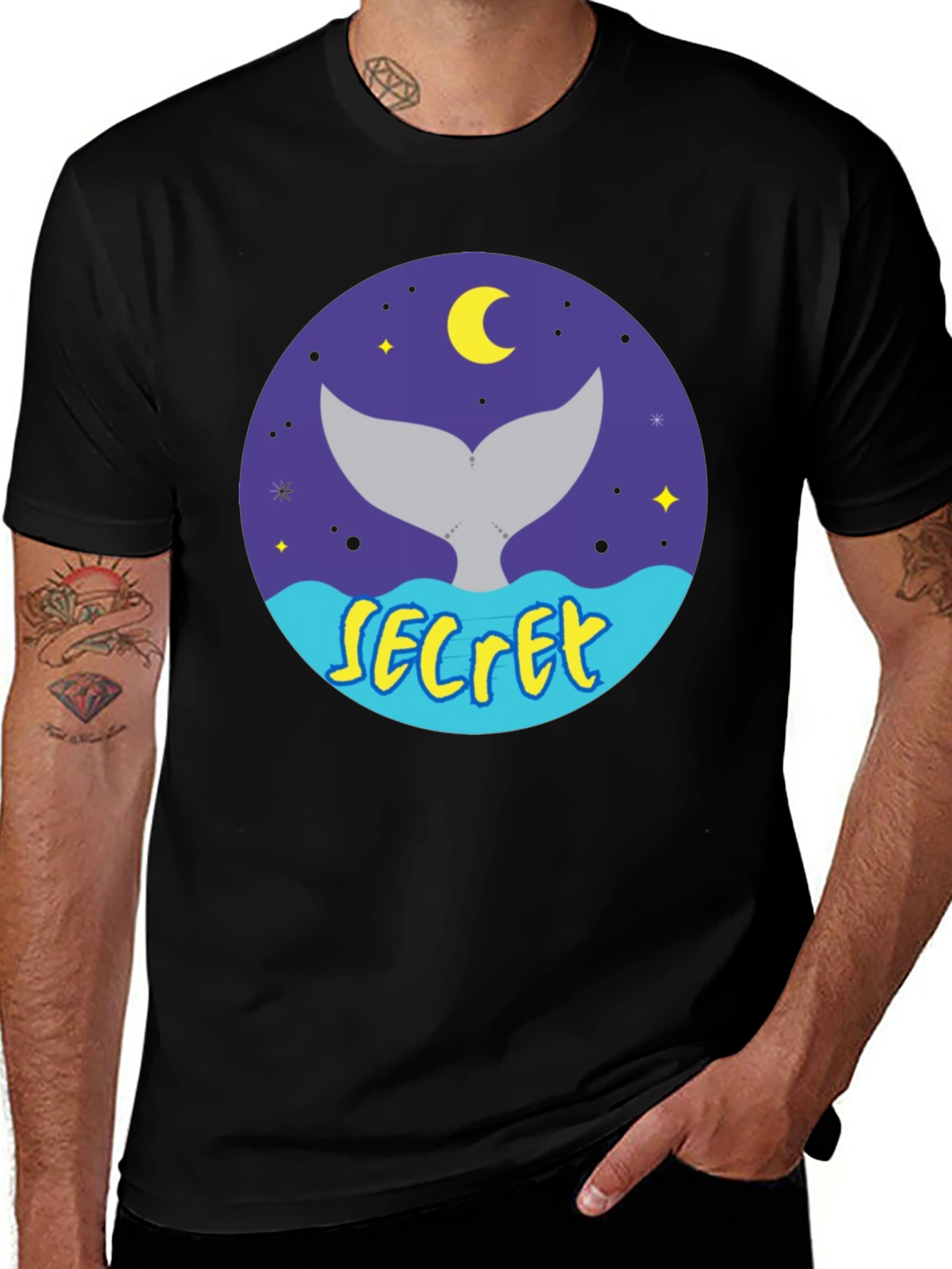 Variant 14 of Whale Tail Secret Black T-Shirt