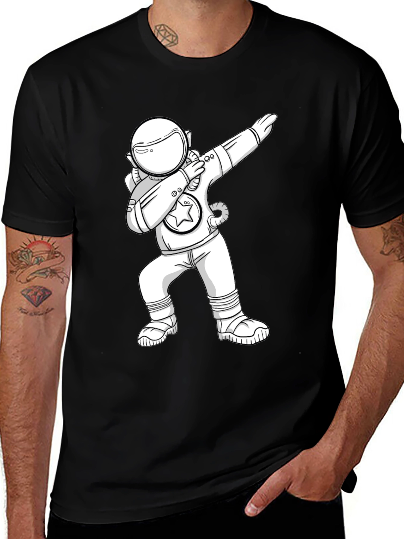 Variant 11 of Dabbing Astronaut Graphic T-Shirt - Black