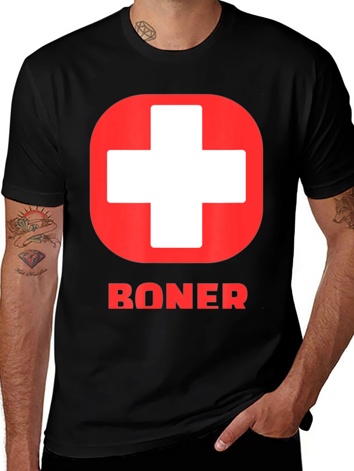 Variant 6 of Funny Swiss Flag BONER Graphic Tee