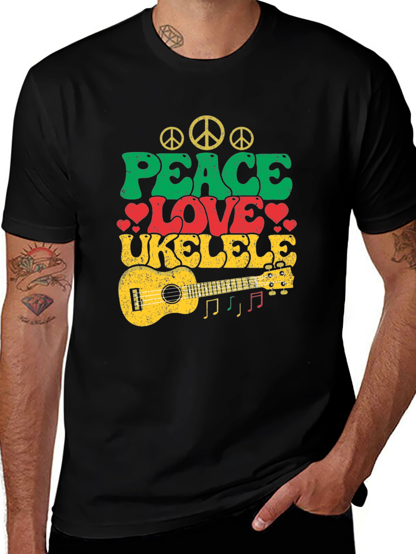 Variant 4 of Peace Love Ukulele T-Shirt - Retro Musical Tee