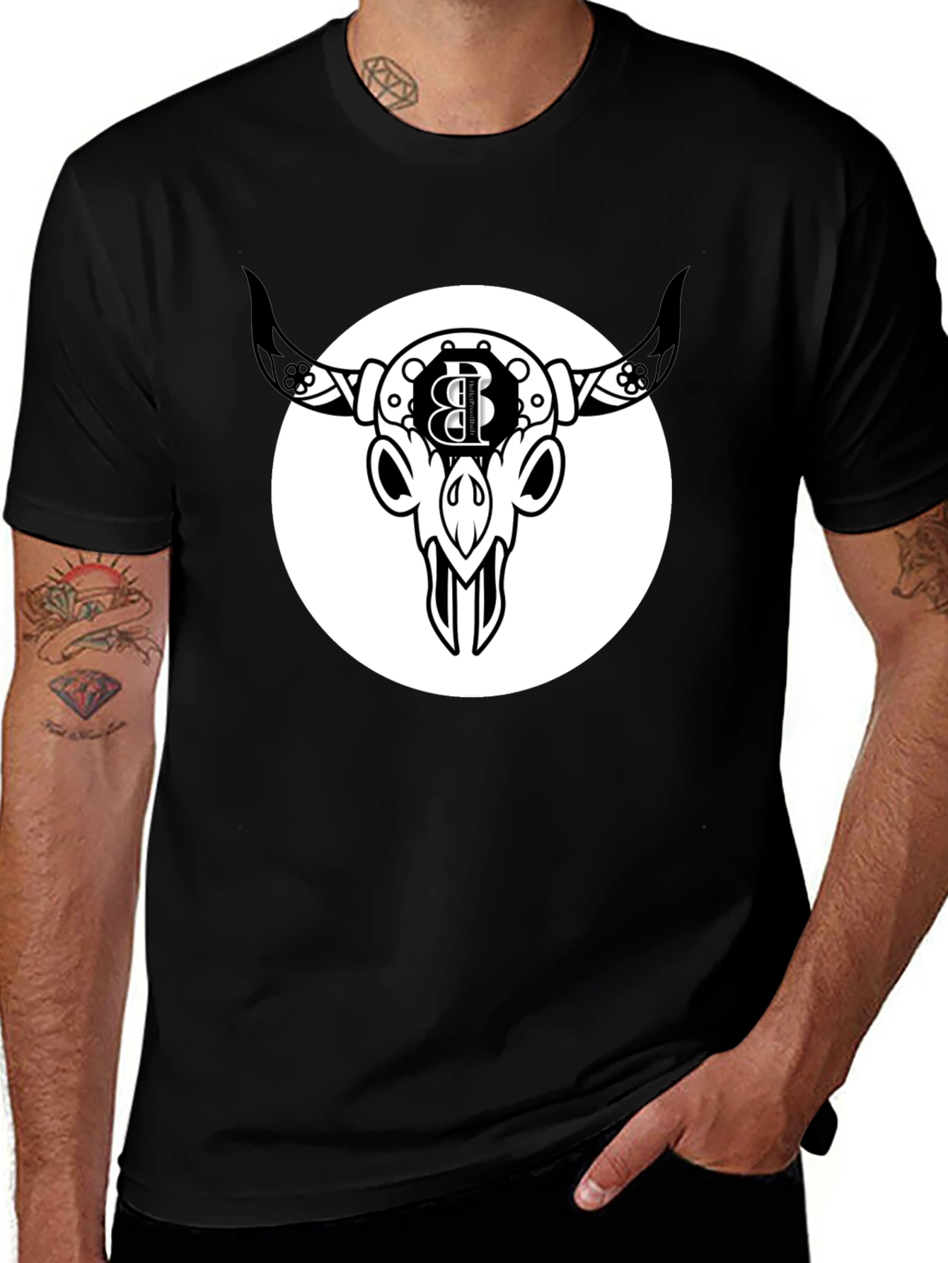 Variant 22 of Black Bull Skull Bitcoin Graphic Tee