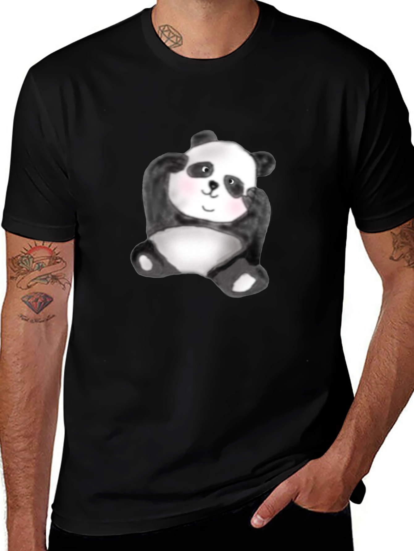Variant 14 of Cute Panda Graphic Tee - Black