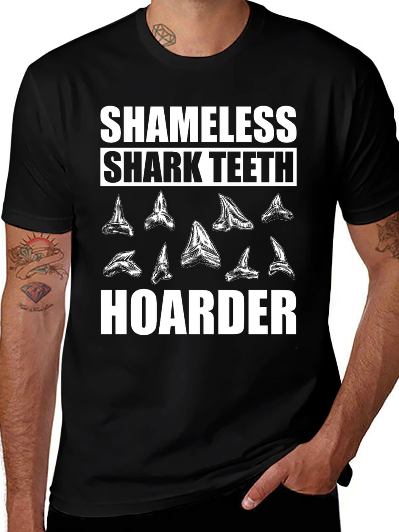 Variant 16 of Shameless Shark Teeth Hoarder Graphic Tee
