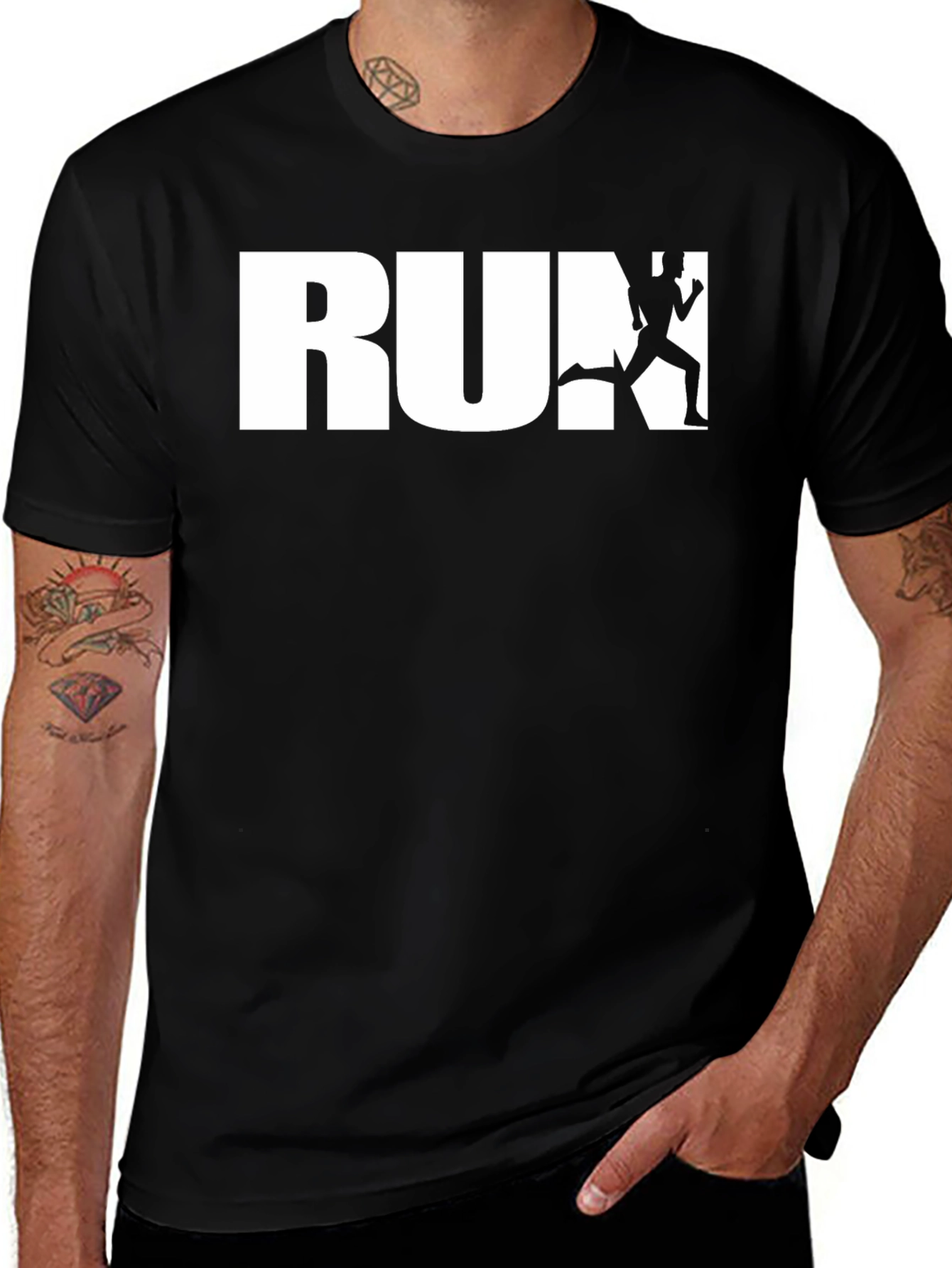 Variant 18 of Run Graphic Tee - Black Cotton Casual Shirt
