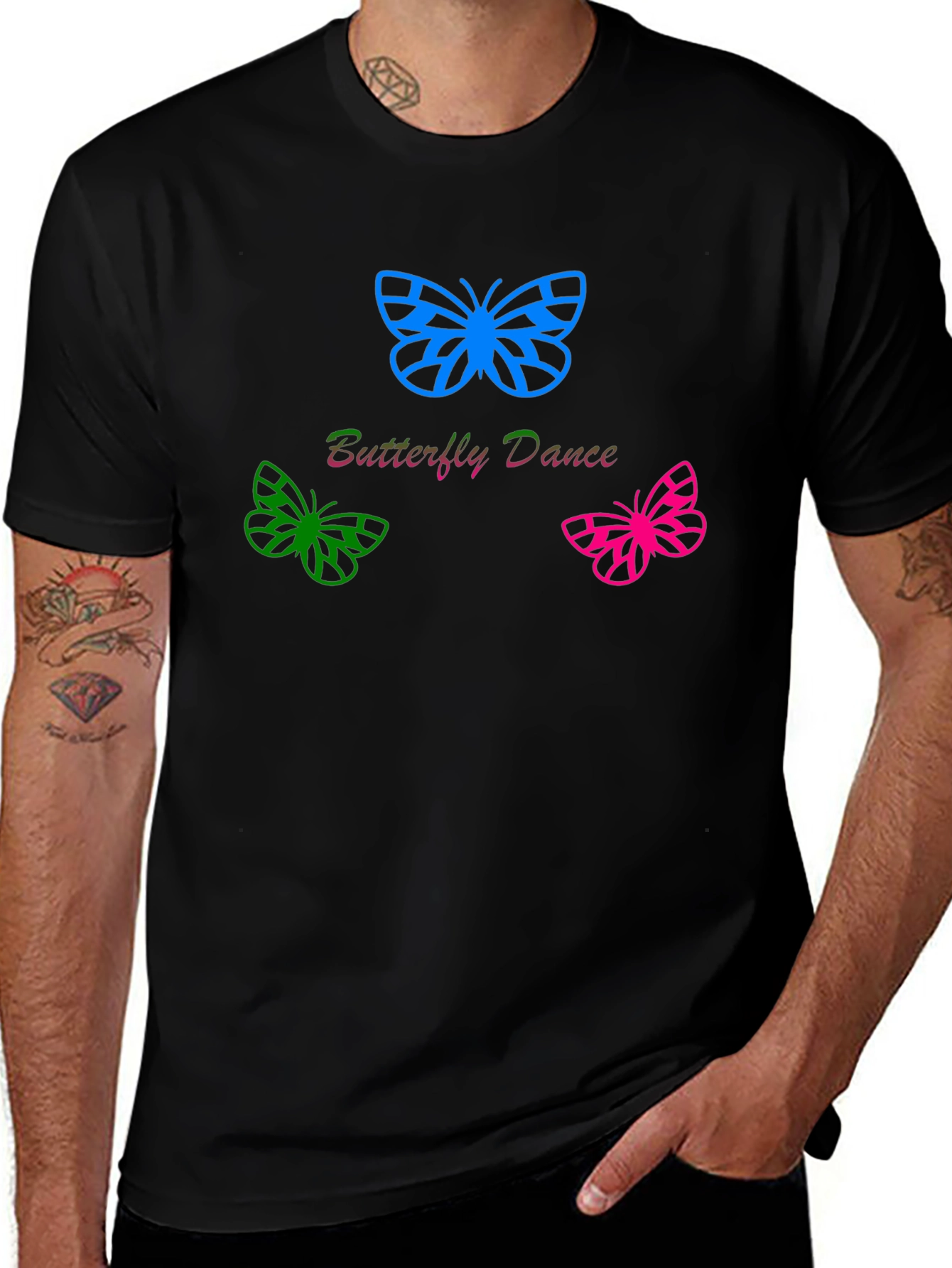 Butterfly Dance Graphic Tee - Men's Black T-Shirt