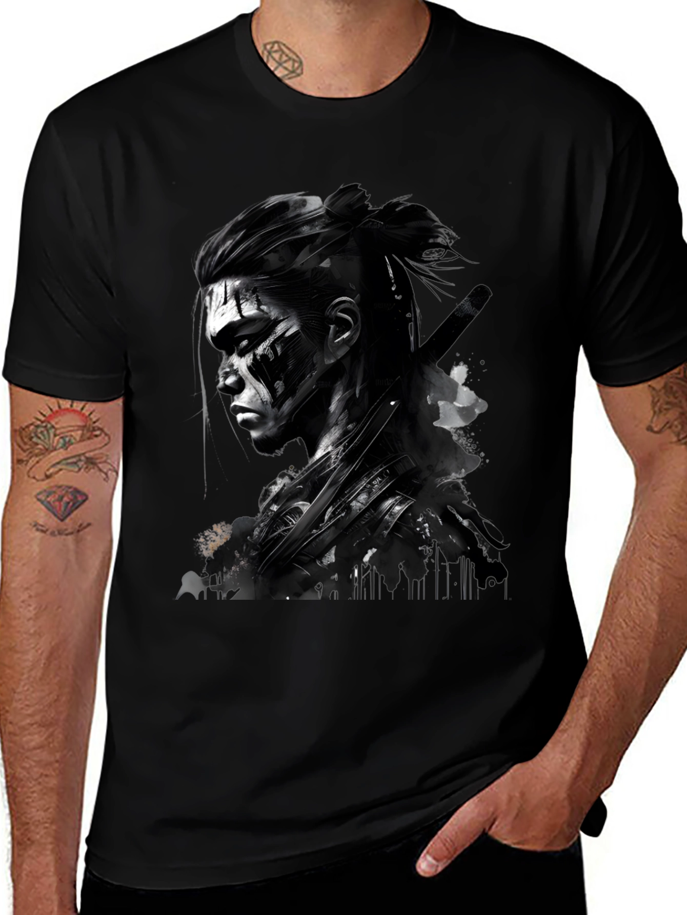 Variant 10 of Samurai Warrior Graphic Tee - Black