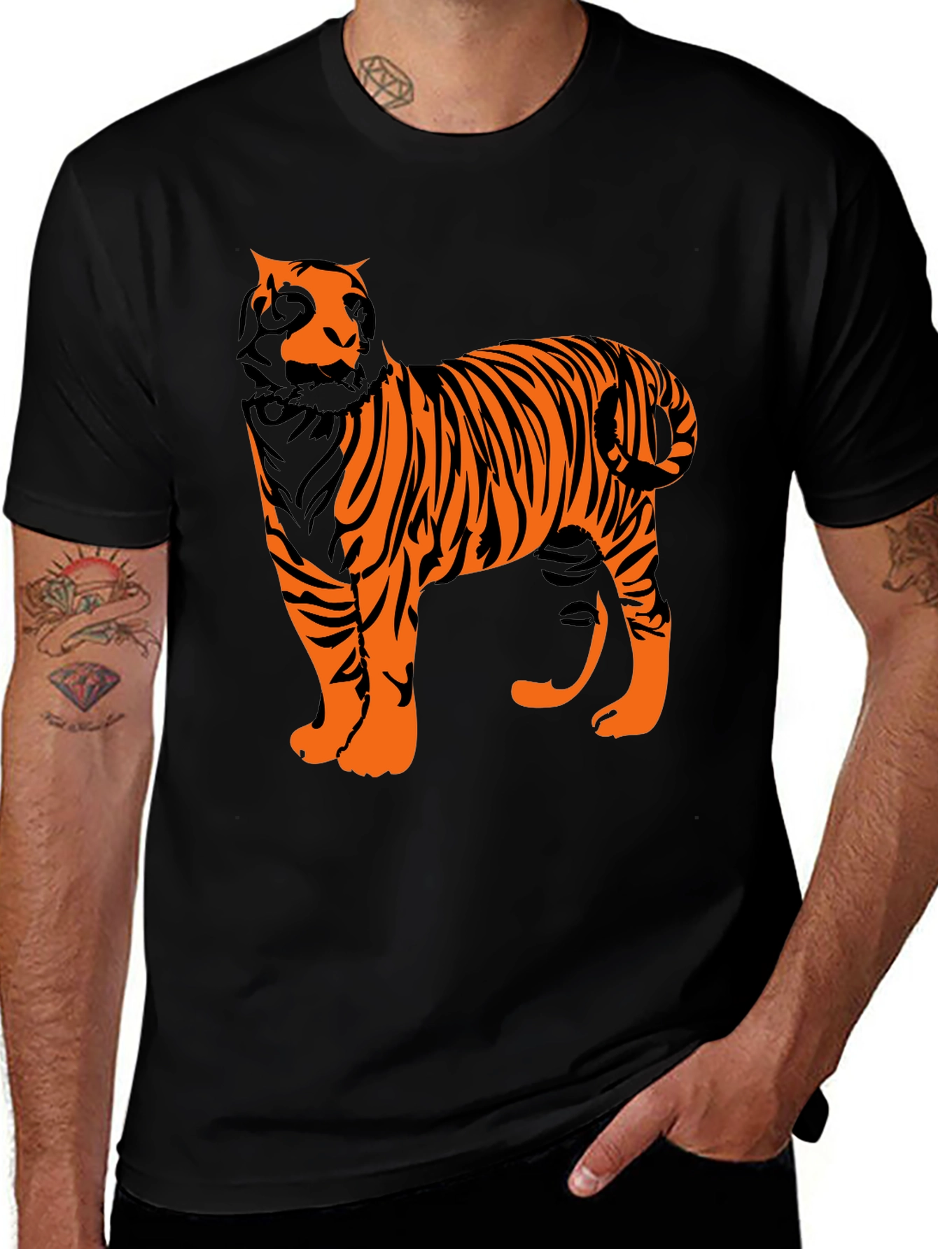 Variant 2 of Bold Tiger Graphic Tee - Black Cotton T-Shirt