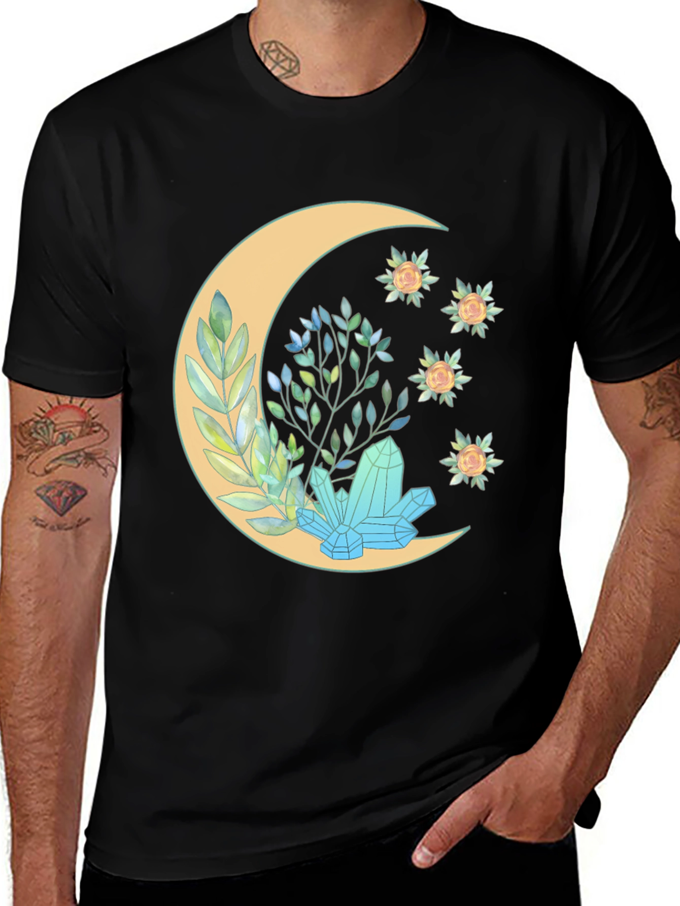 Variant 7 of Crescent Moon Crystal Graphic T-Shirt