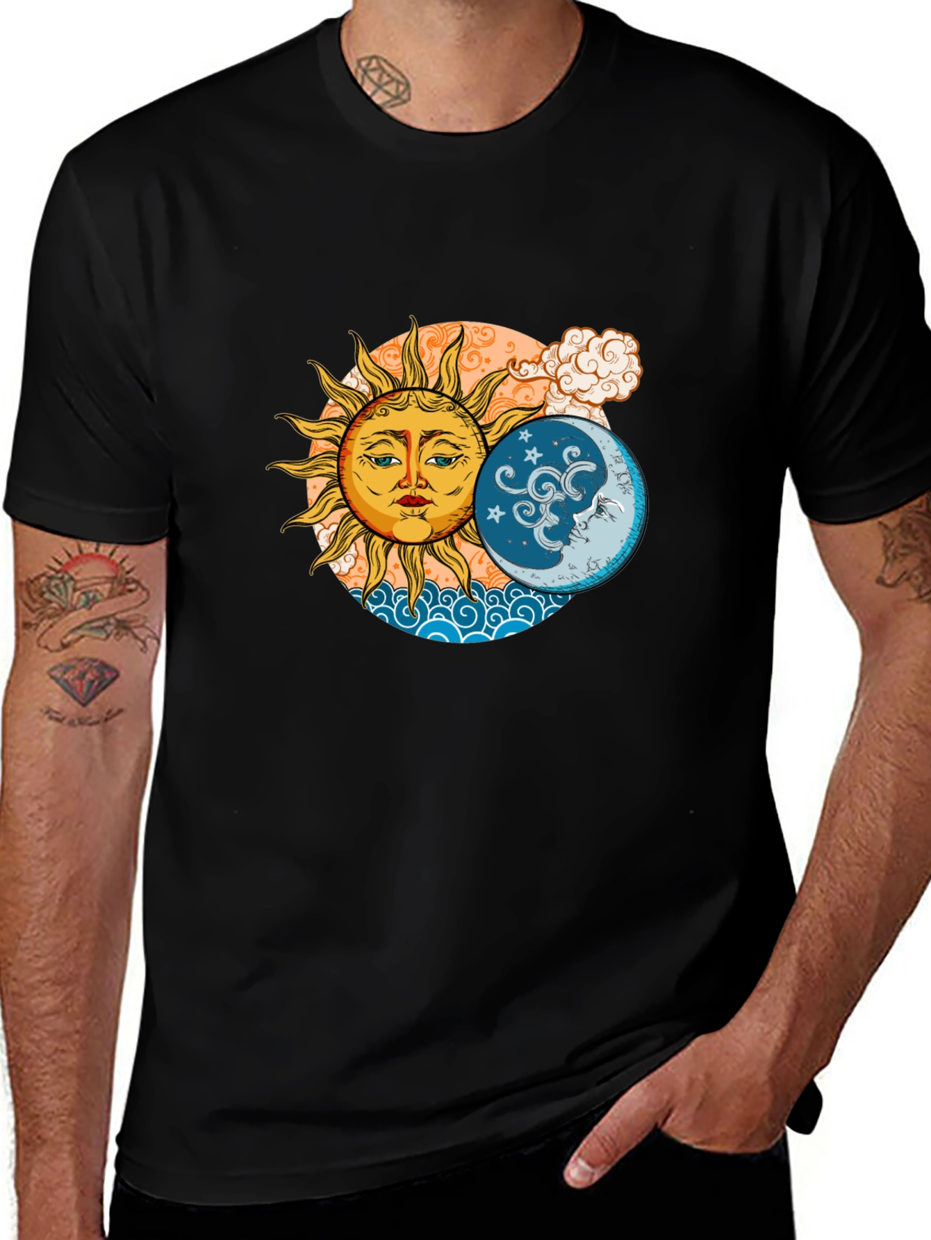 Variant 6 of Celestial Sun and Moon Graphic T-Shirt
