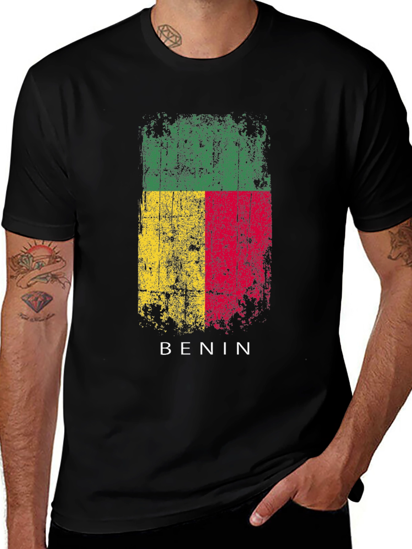 Variant 14 of Benin Flag T-Shirt - Distressed Graphic Tee