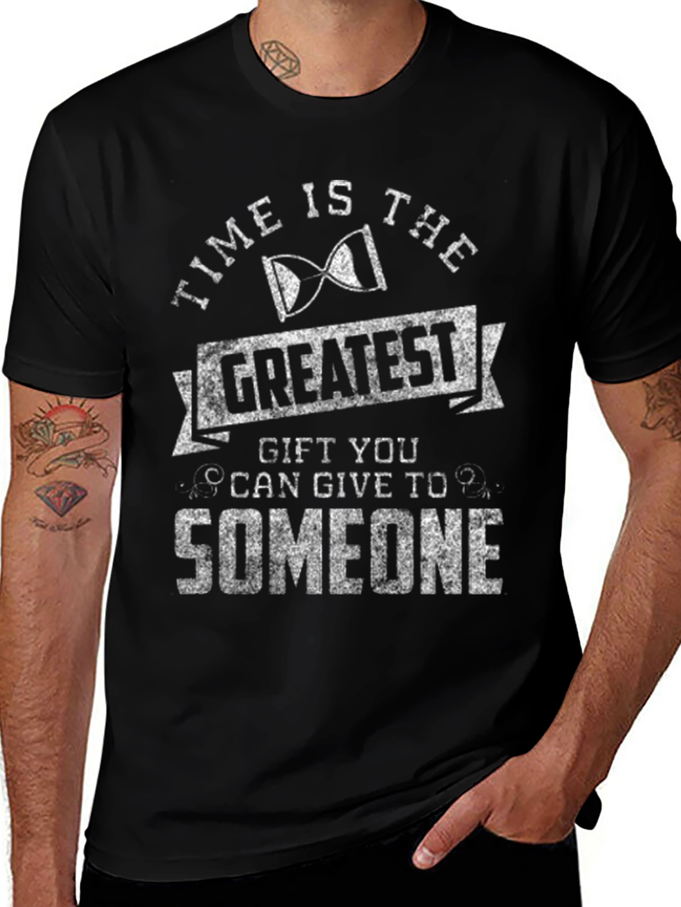 Variant 18 of Time is the Greatest Gift Black Graphic T-Shirt