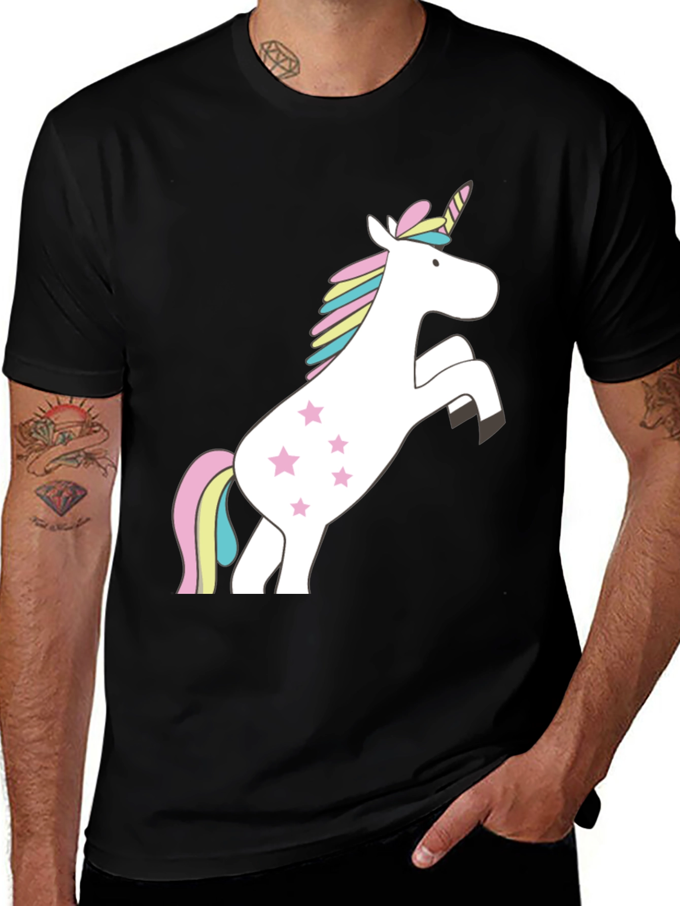 Variant 19 of Unicorn Graphic T-Shirt - Black Cotton Blend