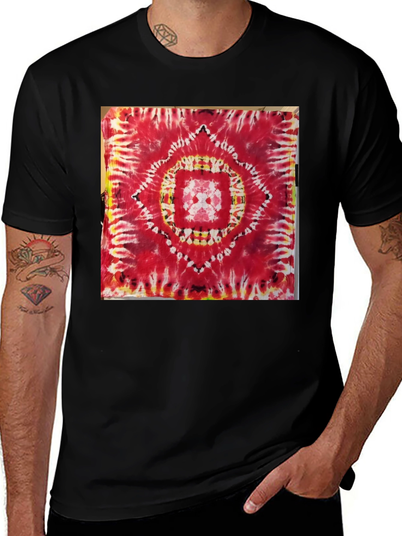 Variant 21 of Red Tie-Dye Mandala Graphic Tee
