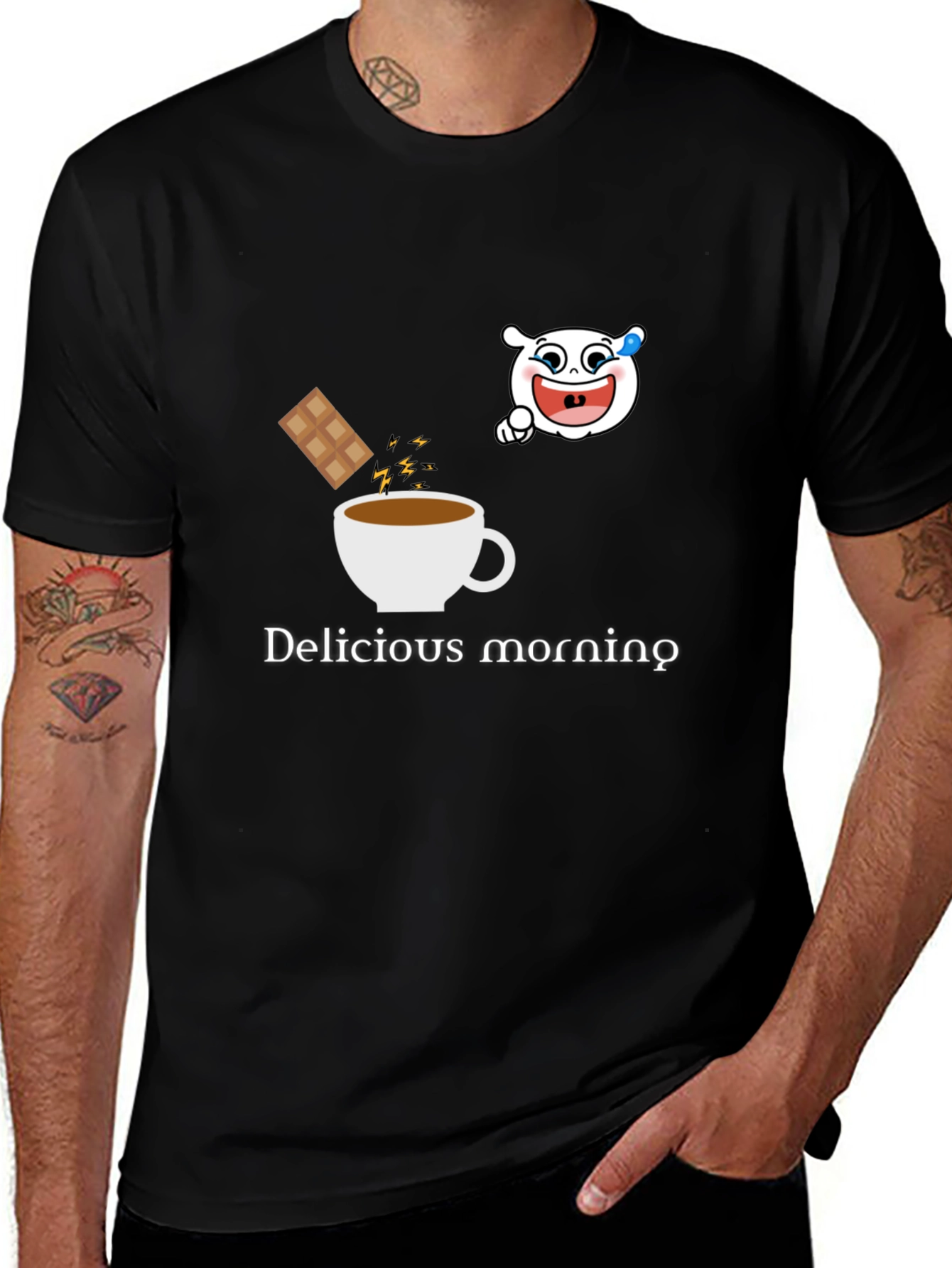 Variant 27 of Delicious Morning Black Graphic Tee