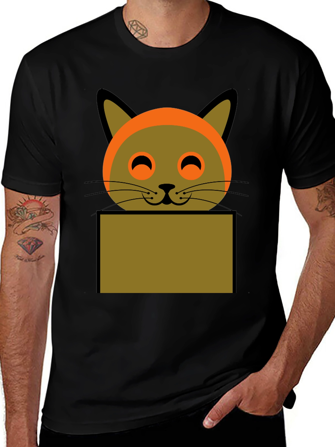 Variant 17 of Cartoon Cat Graphic Tee - Soft Cotton Black T-Shirt