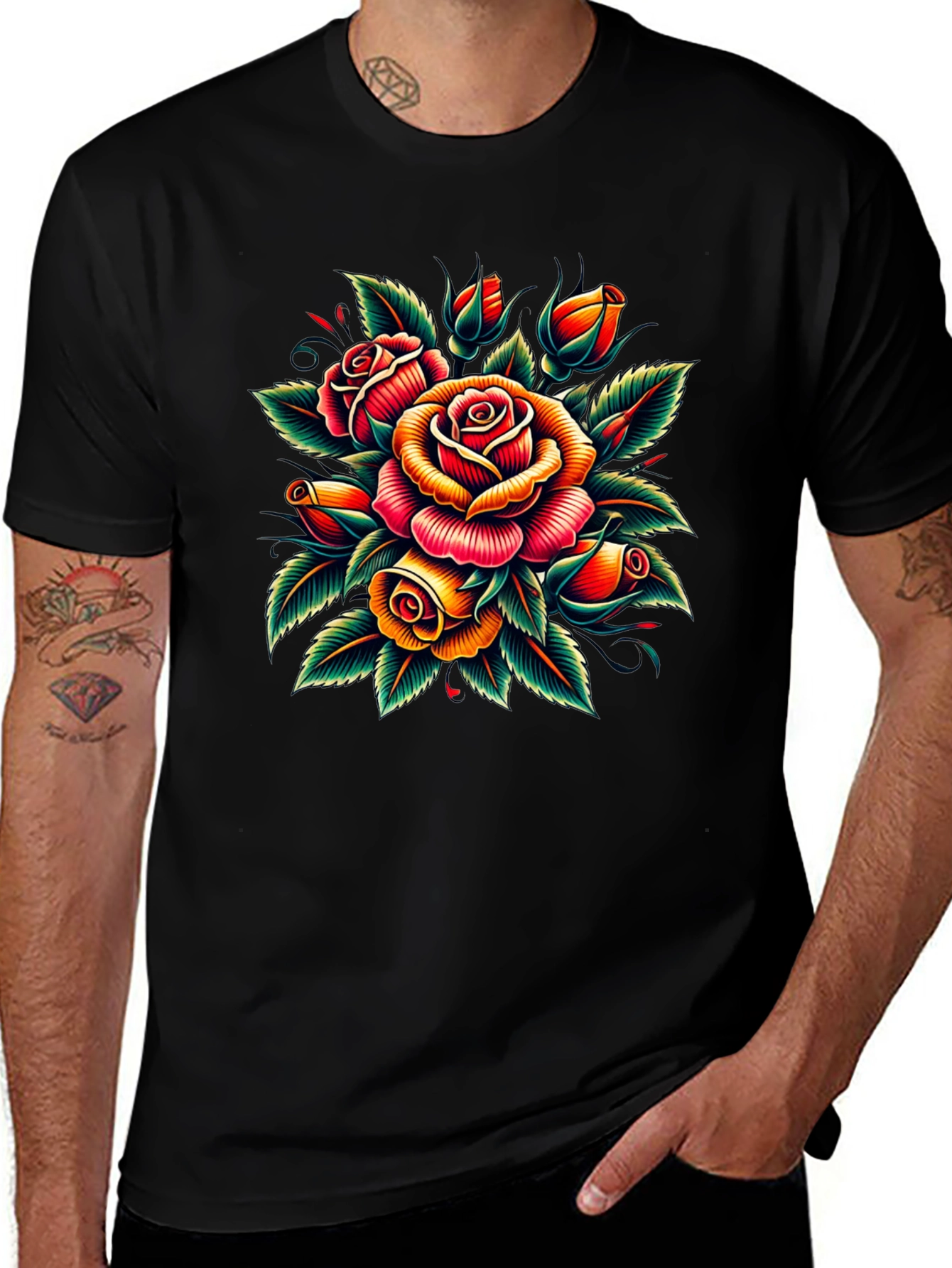 Variant 5 of Rose Bouquet Graphic Tee - Stylish Floral Design