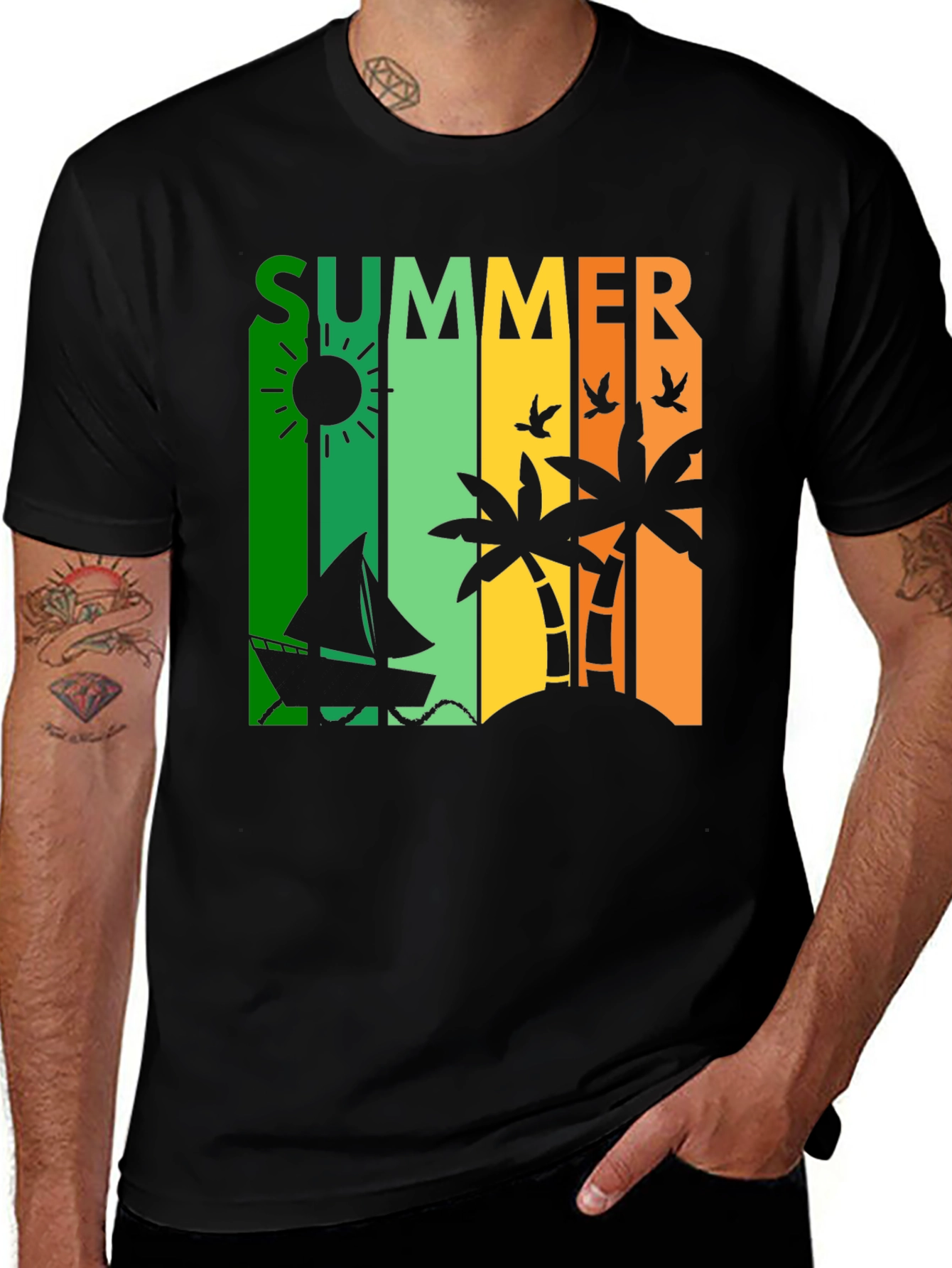 Variant 24 of Summer Vibes Graphic Tee - Tropical Island Design