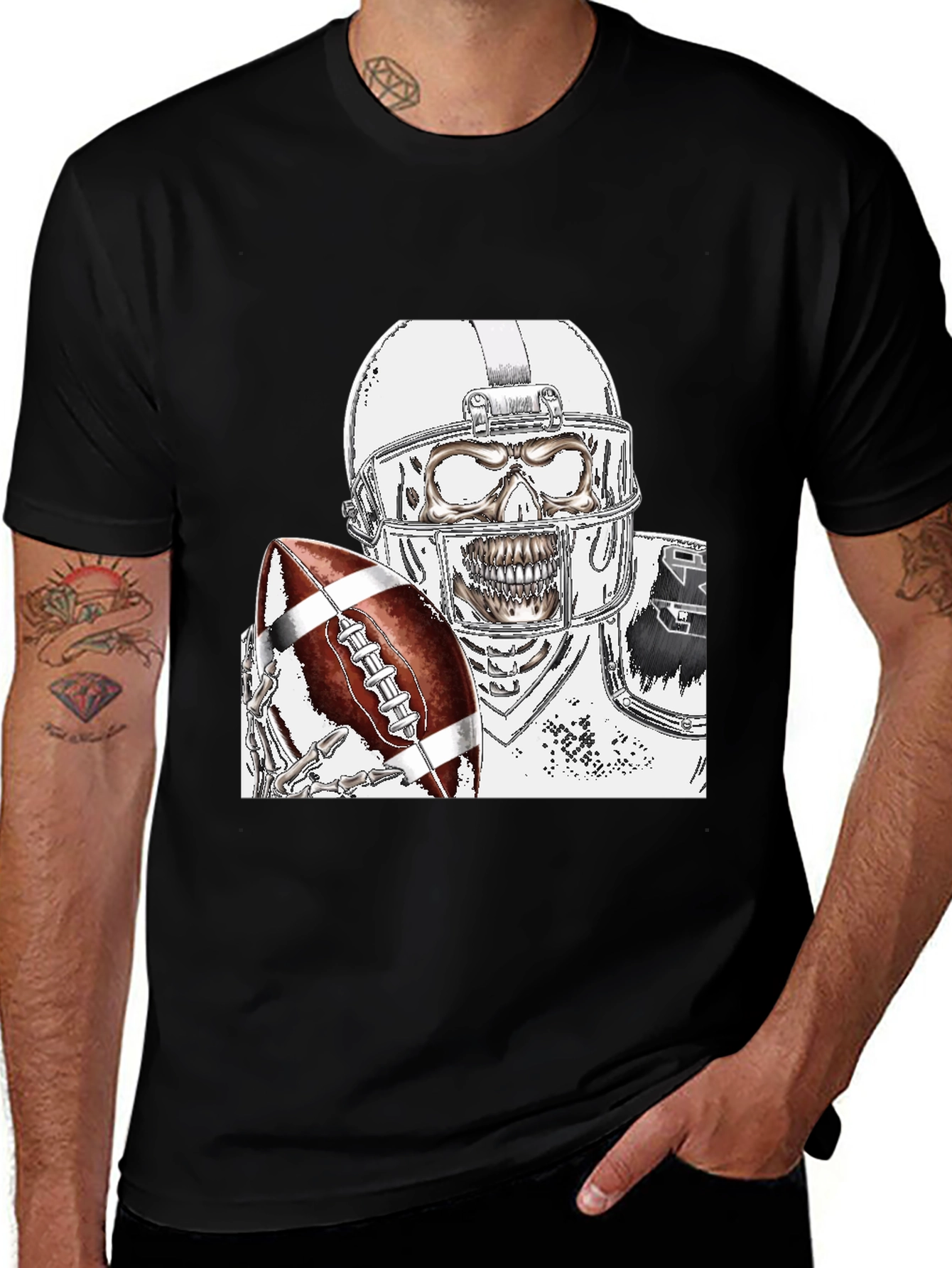 Variant 8 of Skeleton Football Player Graphic Tee