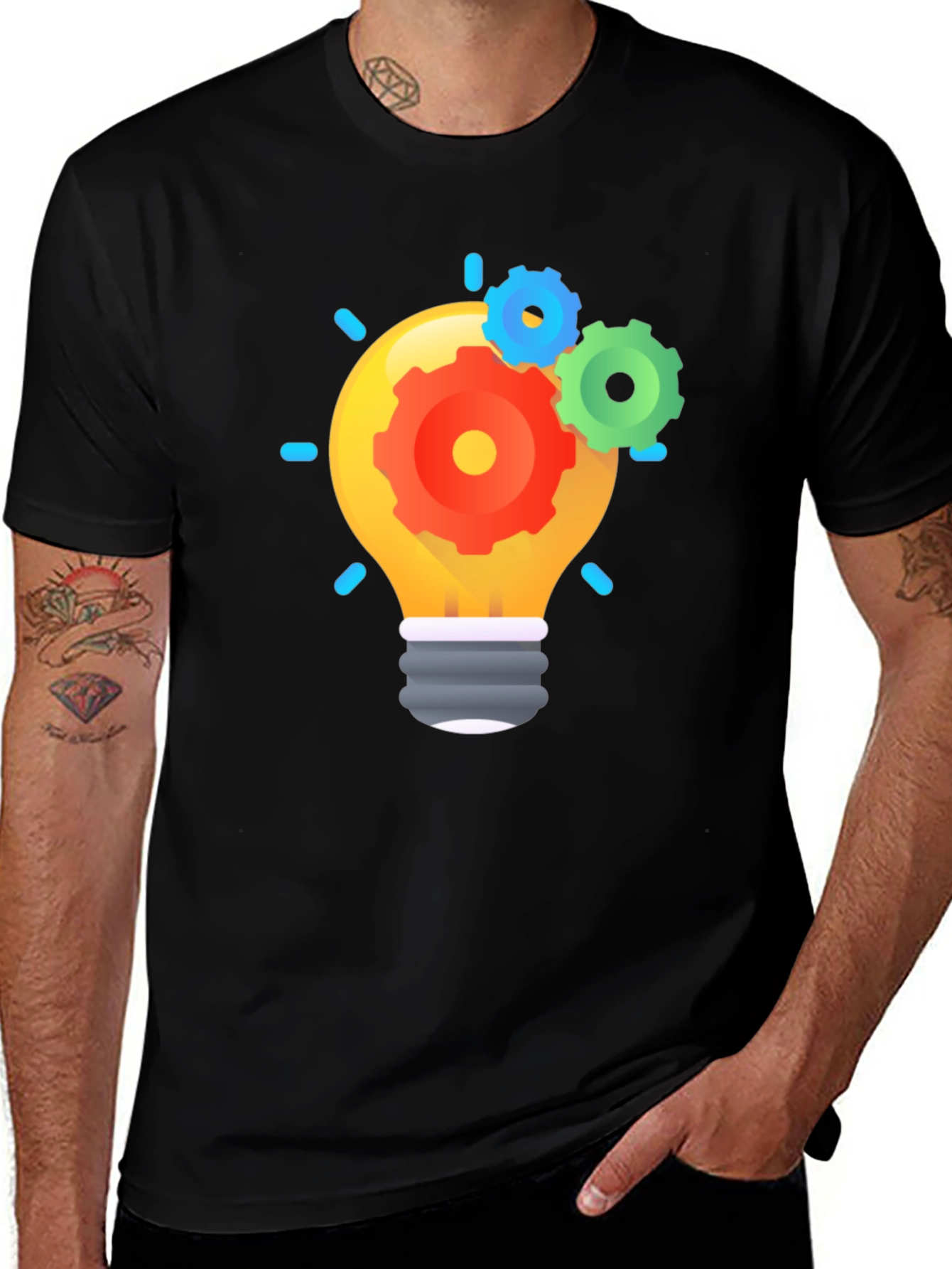 Variant 16 of Creative Idea Light Bulb Graphic Tee - Black