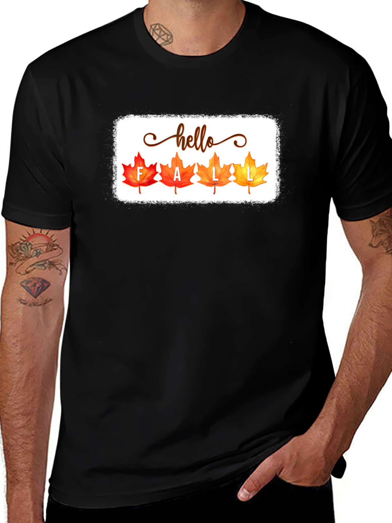 Variant 8 of Hello Fall Graphic Tee - Autumn Leaves T-Shirt