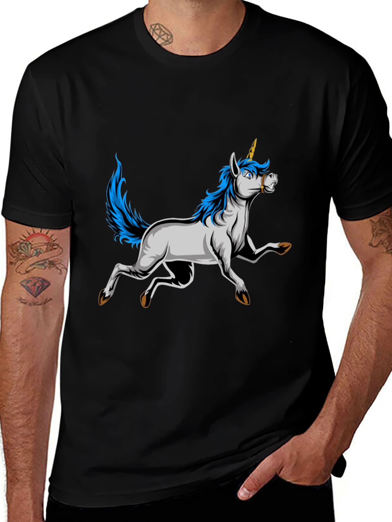 Variant 10 of Unicorn Graphic Tee - Black Cotton T-Shirt