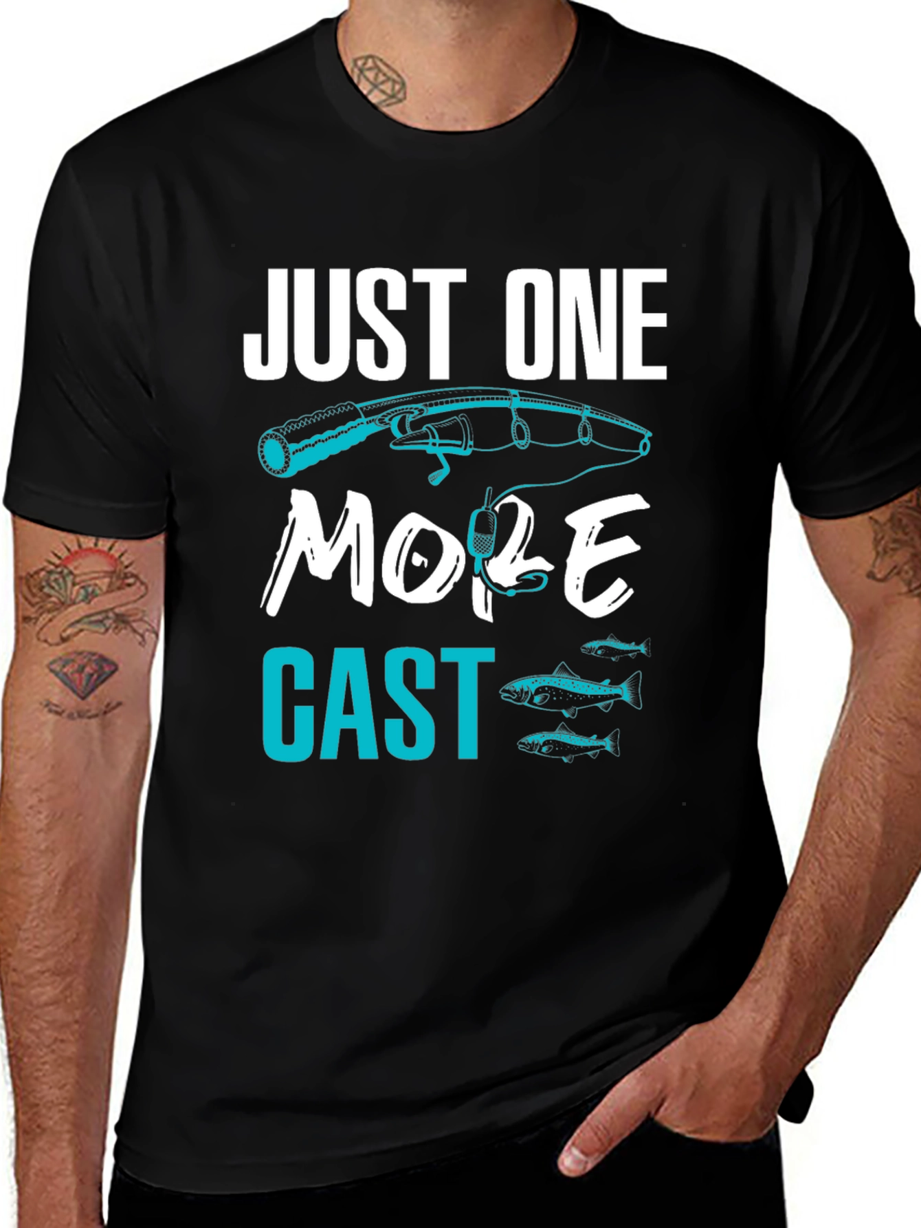 Black Just One More Cast Fishing T-Shirt main image