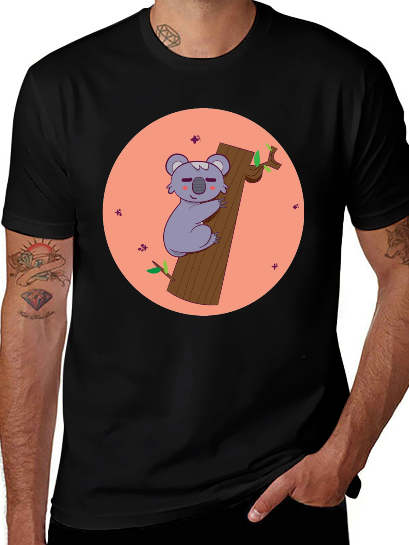 Variant 9 of Koala Hugging Tree T-Shirt - Cute Cartoon Design