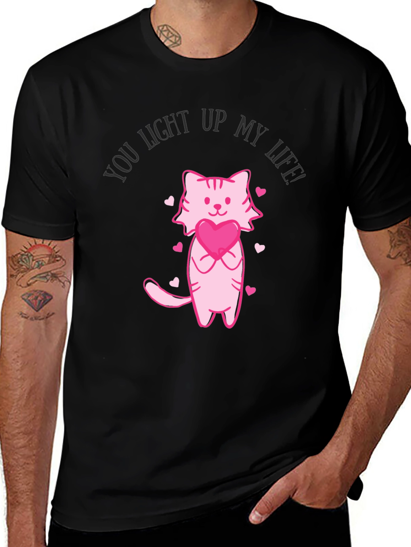 Variant 17 of Cat with Heart T-Shirt - You Light Up My Life!