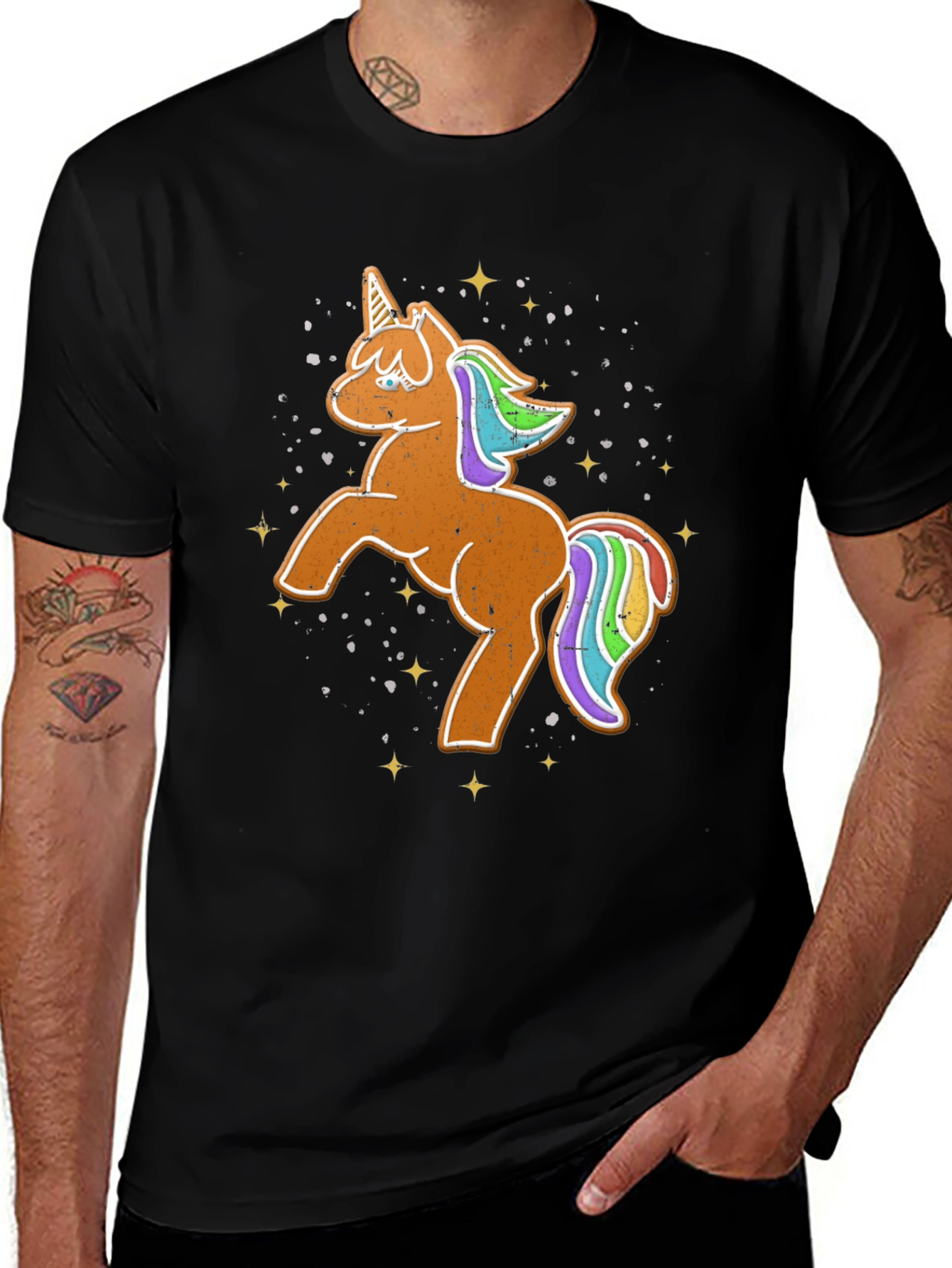 Variant 10 of Unicorn Graphic Tee - Whimsical Print Black T-Shirt