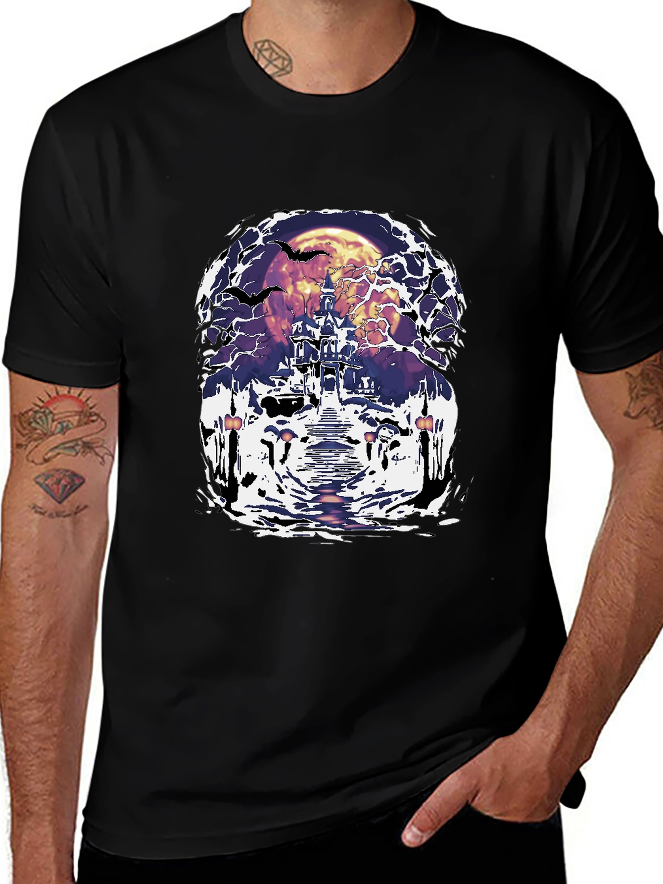 Variant 11 of Spooky Castle Graphic Tee - Halloween Design