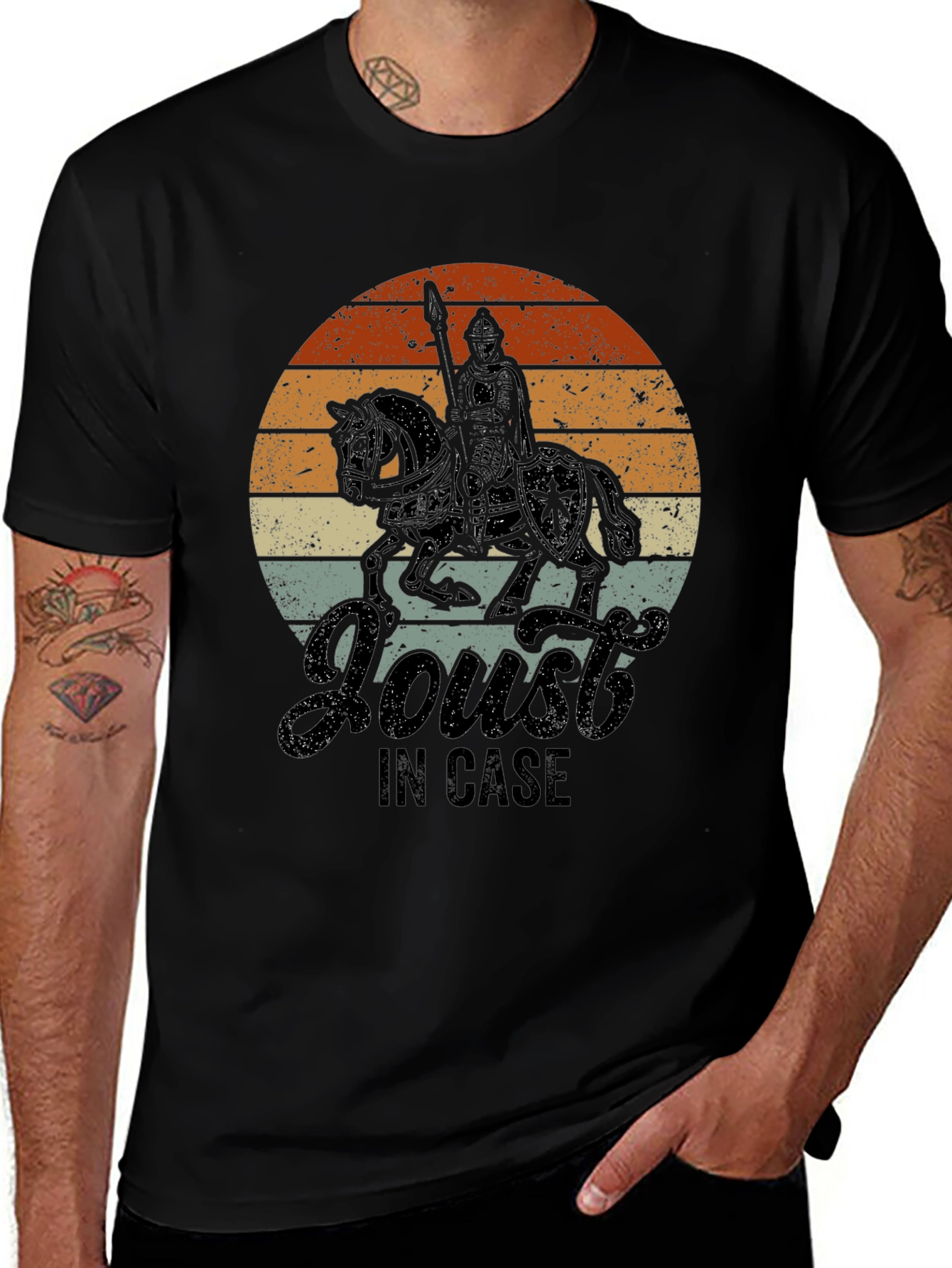 Variant 27 of Joust in Case Graphic Tee - Retro Knight Design