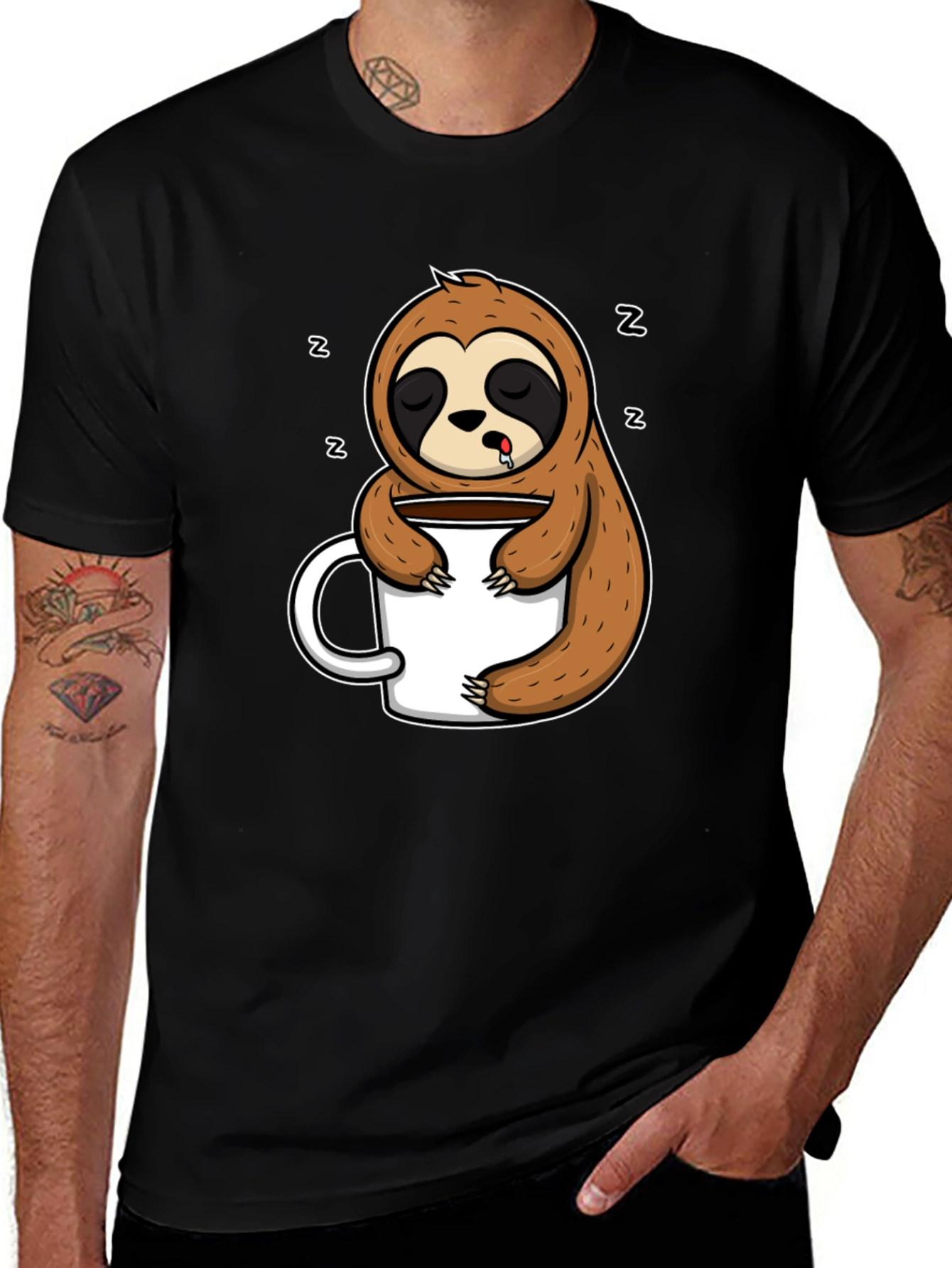 Variant 23 of Sleepy Sloth Coffee Cup Graphic Tee
