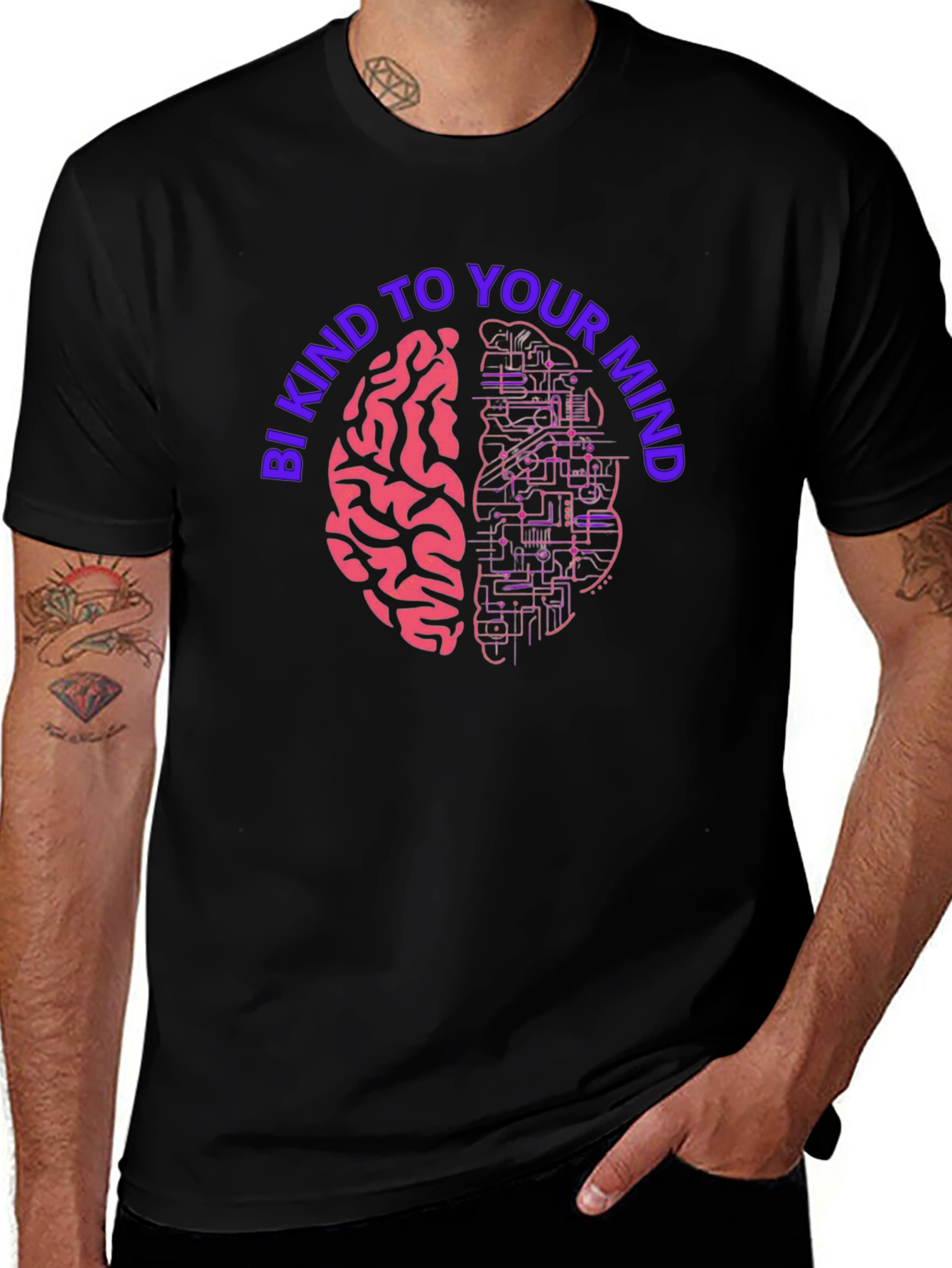 Variant 19 of Be Kind To Your Mind Graphic Tee - Brain Circuit Design