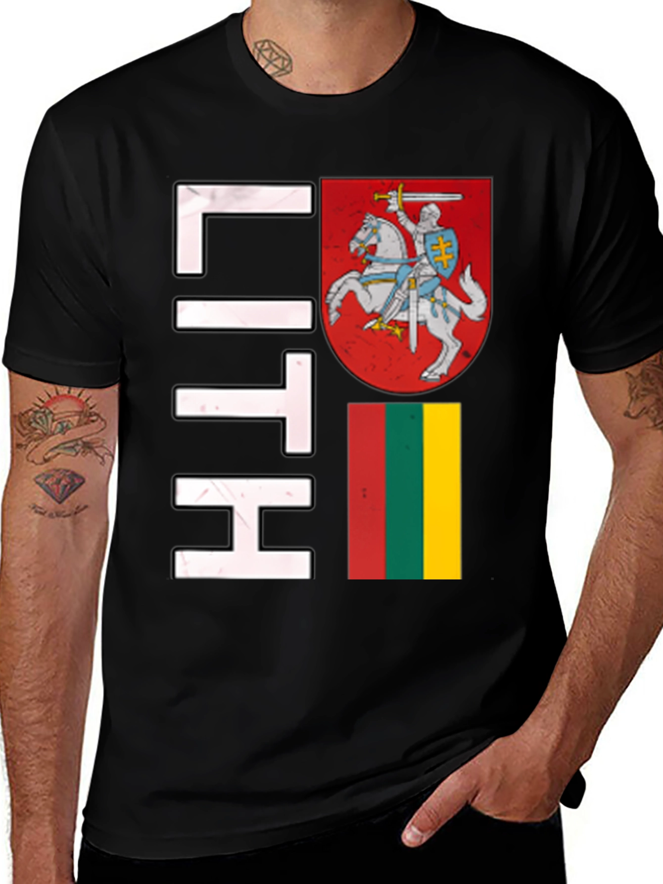 Lithuania Flag T-Shirt - Black Graphic Tee