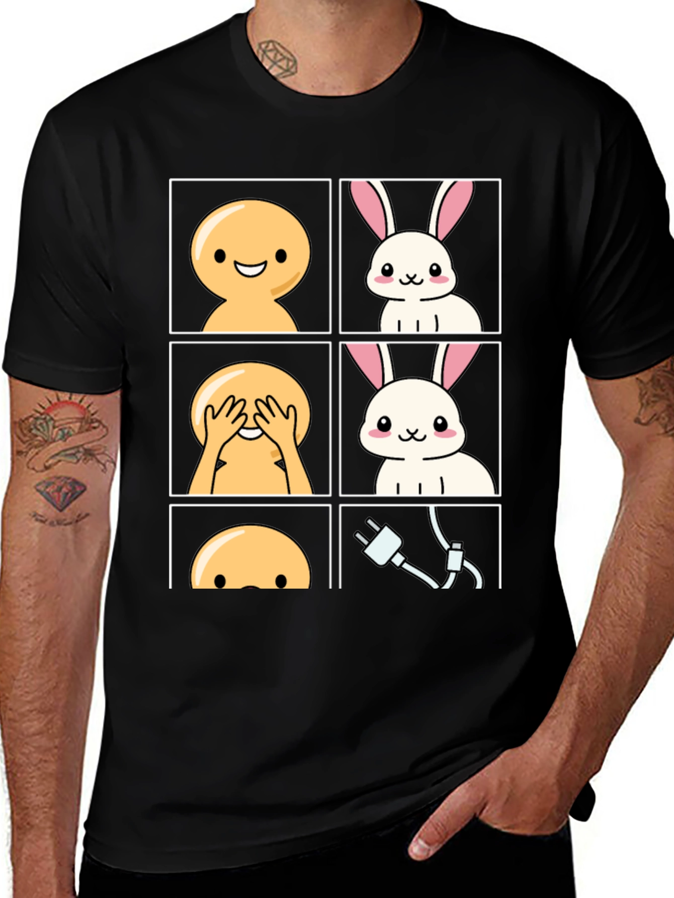 Variant 23 of Funny See No Evil Bunny Black Graphic Tee