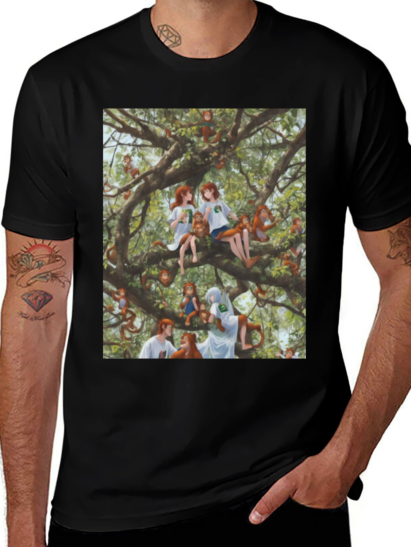 Variant 8 of Monkey Tree T-Shirt - Unique Graphic Tee