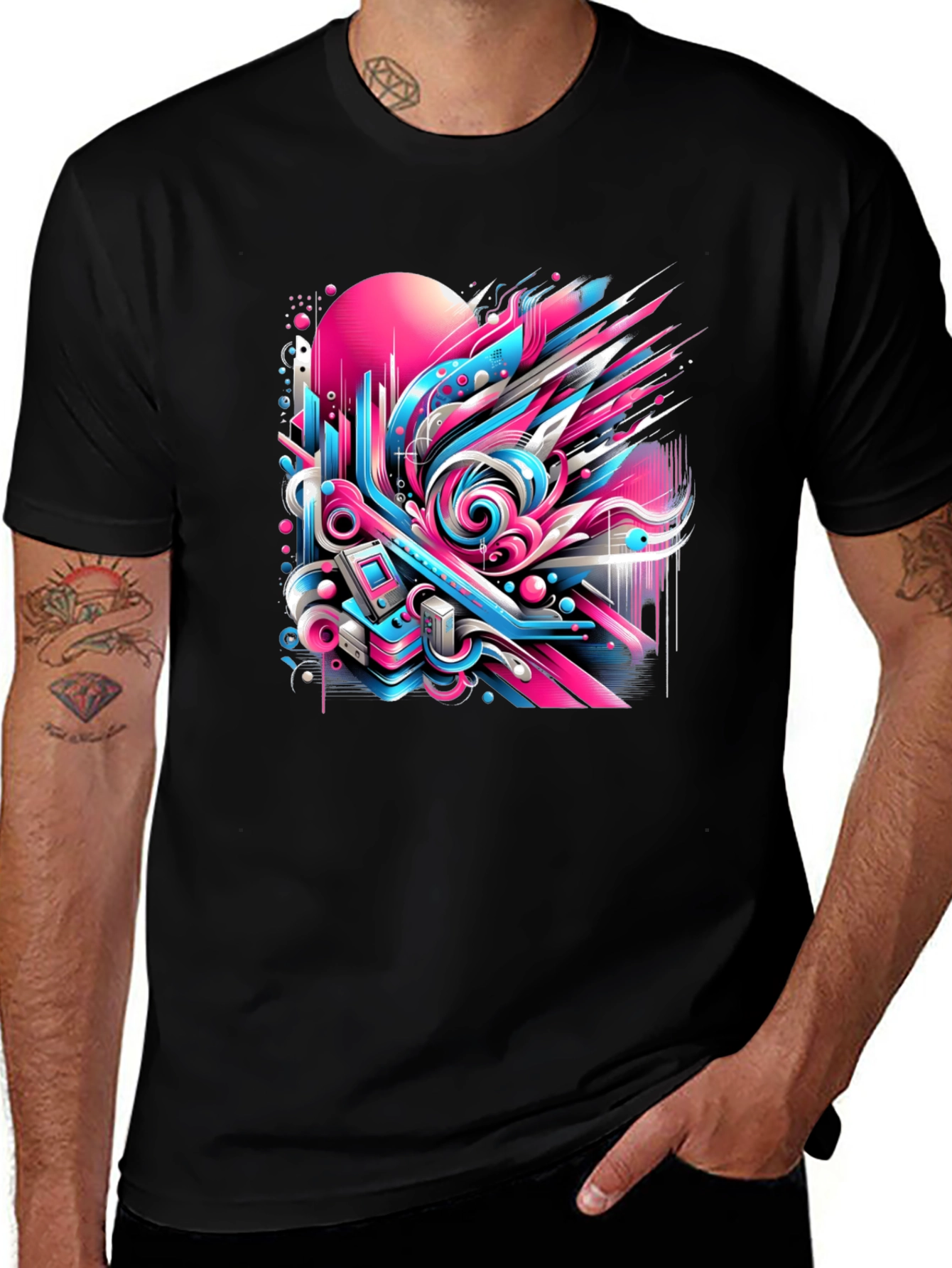 Variant 12 of Abstract Neon Graphic Tee - Bold Statement Shirt