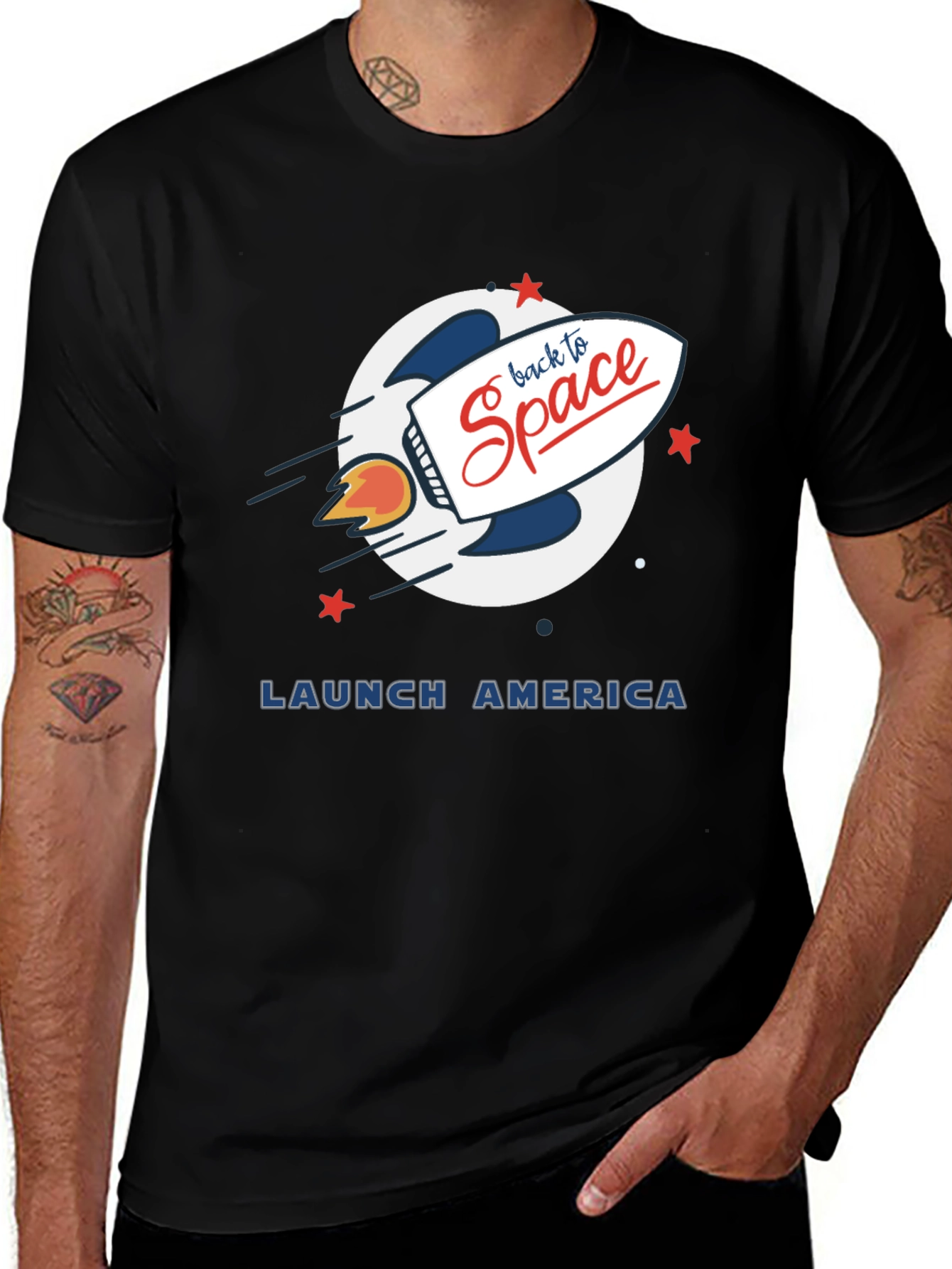 Launch America Space Rocket Graphic T-Shirt