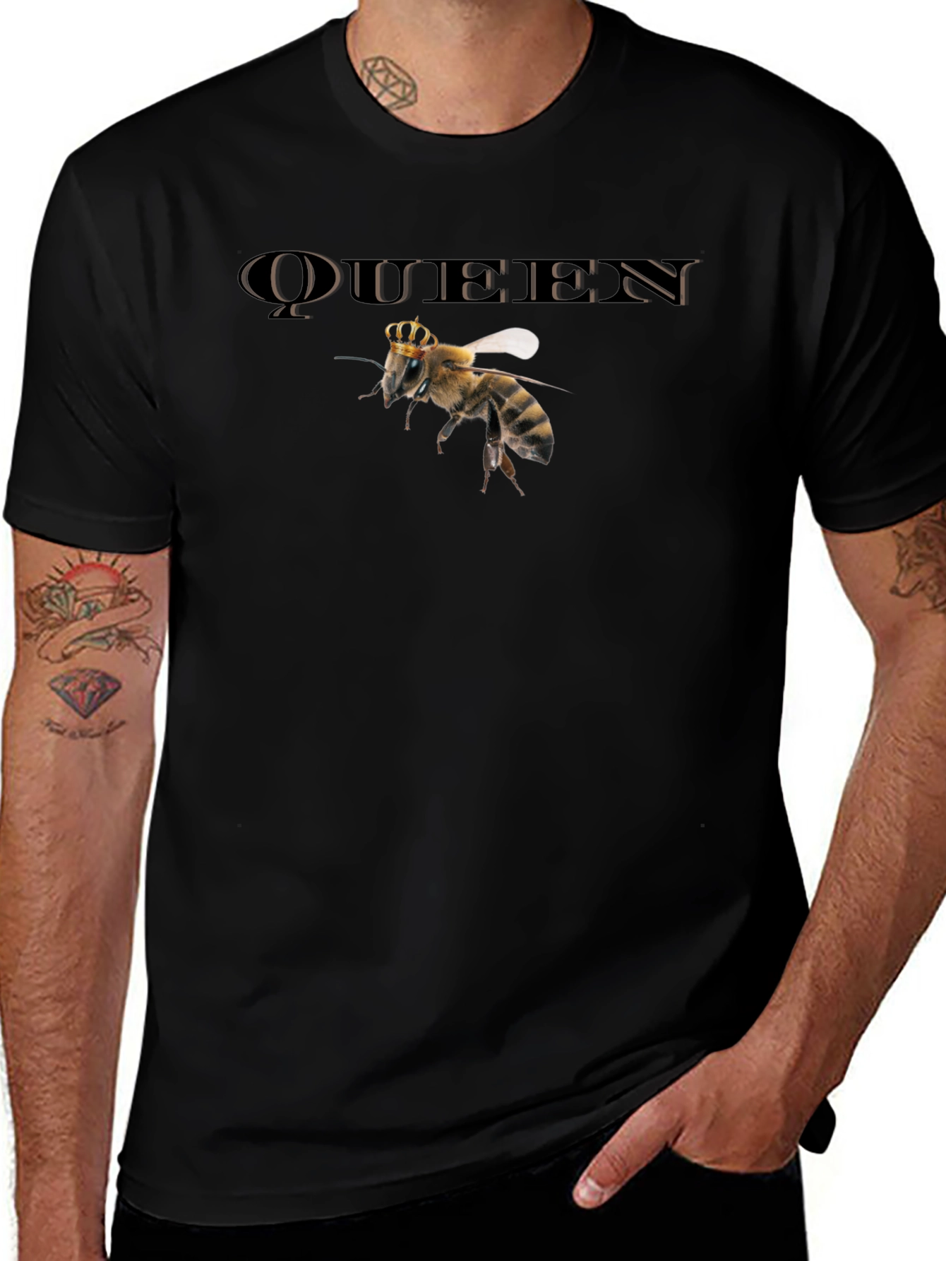 Variant 21 of Queen Bee Graphic Tee - Black Cotton T-Shirt