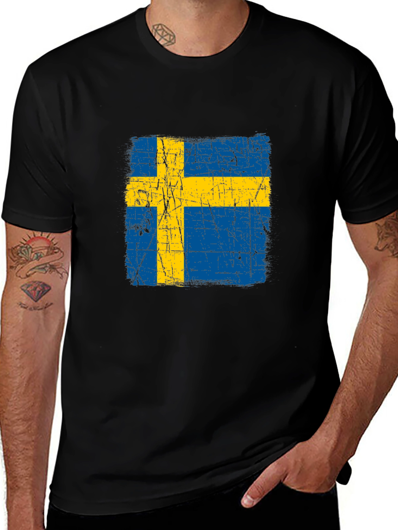 Sweden Flag T-Shirt - Distressed Graphic Tee